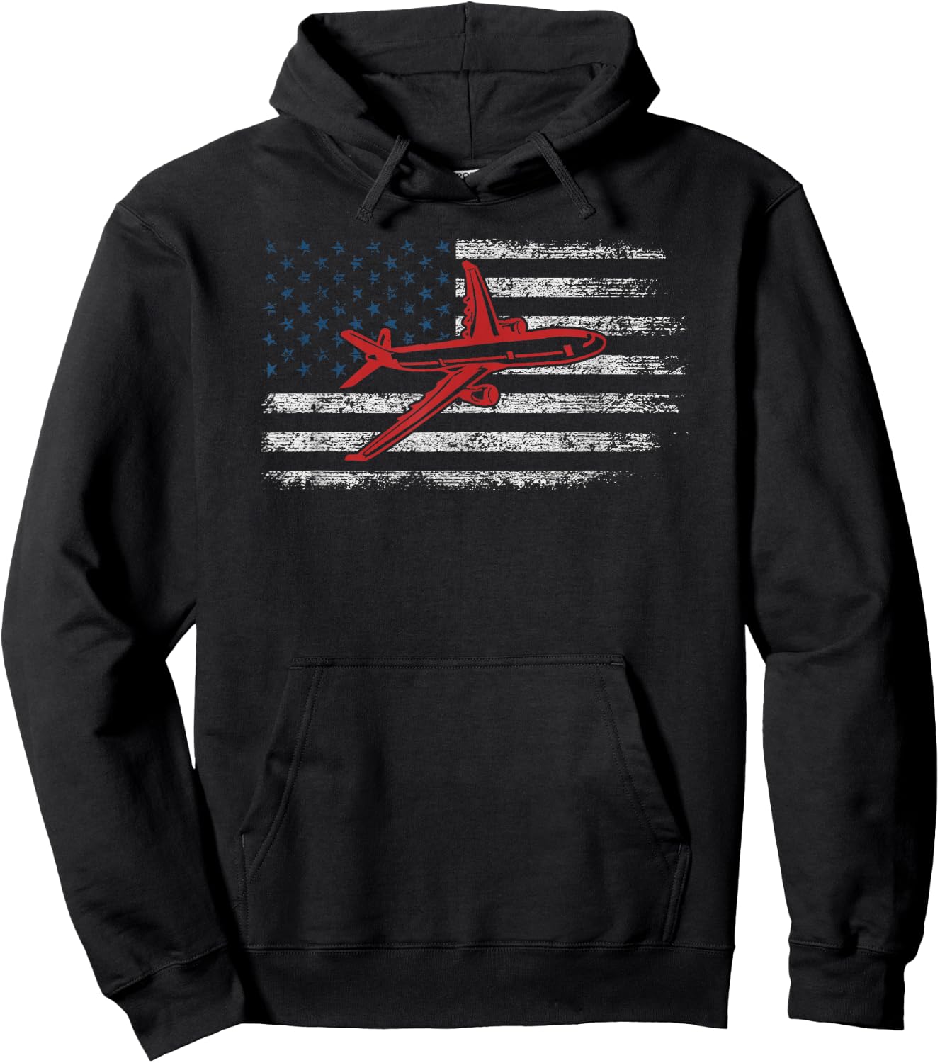 US Flag Airplane Patriotic American Pilot 4th of July Hoodie - Hoodie | Black
