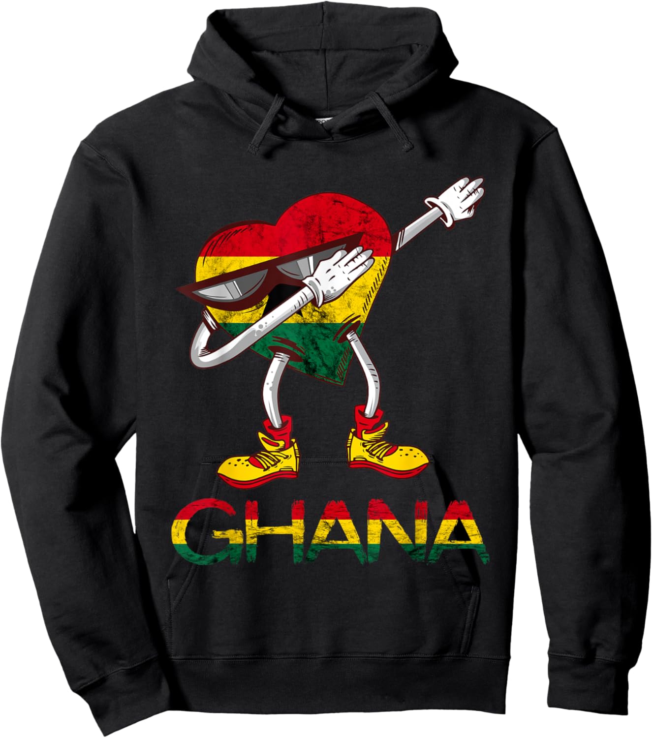 Ghana Flag Dabbing Heart Ghanese Roots Ghanese Pride Ghana Hoodie - Hoodie | Black
