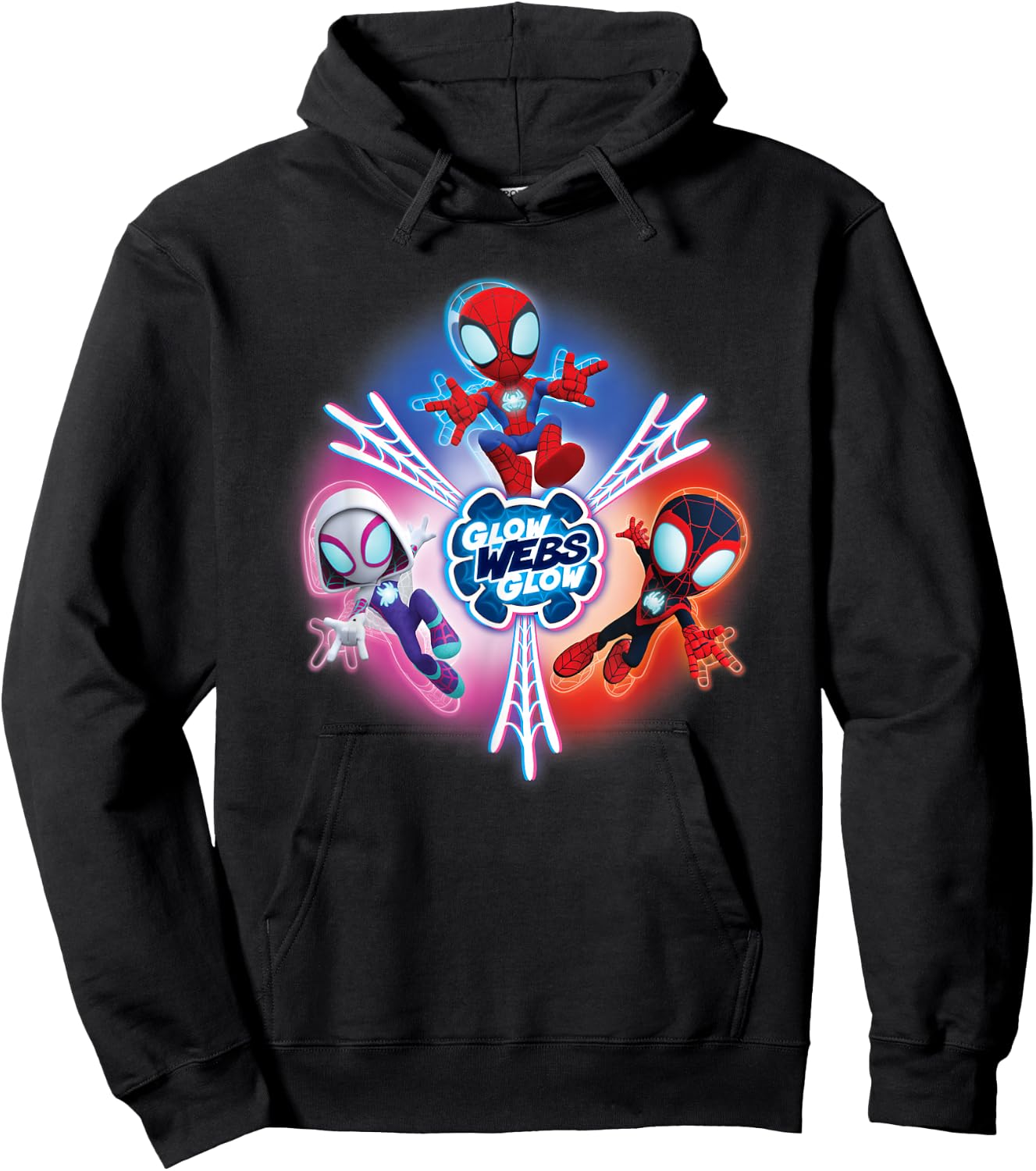Marvel Spidey and His Amazing Friends Glow Webs Glow Icon Hoodie - Hoodie | Black