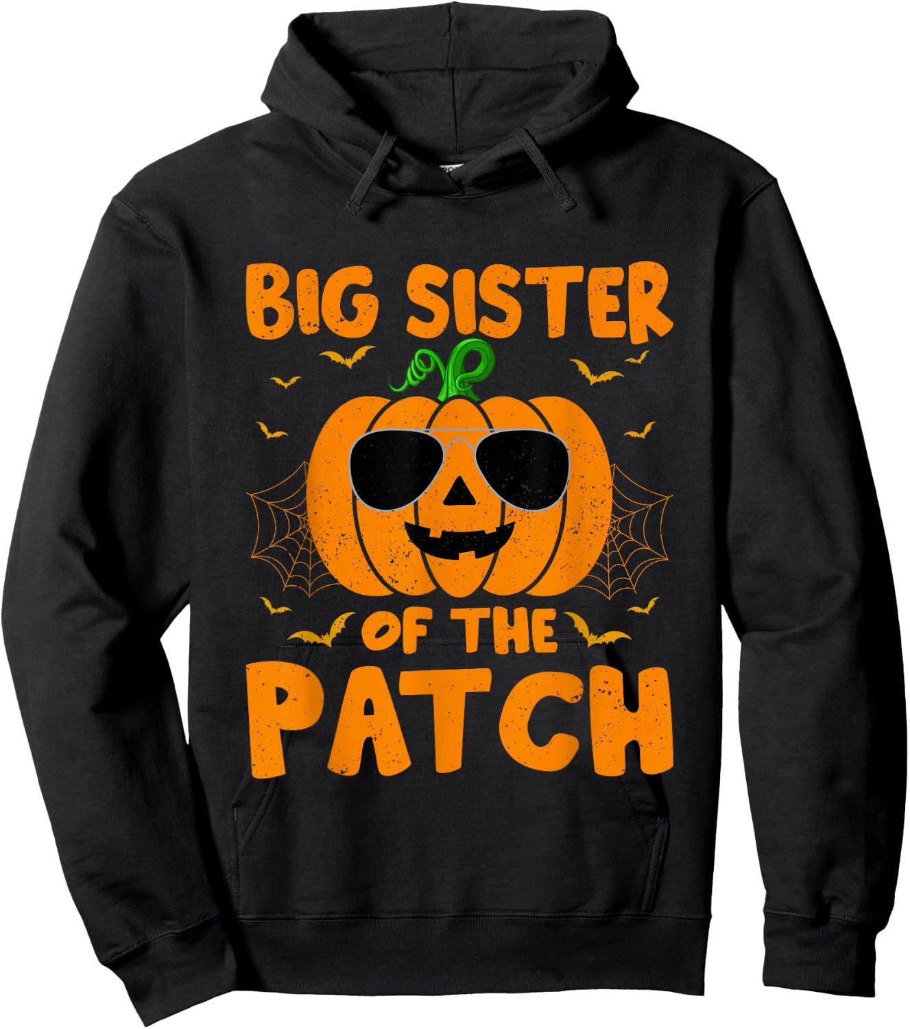 Pumpkin Big Sister Of The Patch Group Costume Halloween Hoodie - Hoodie | Black