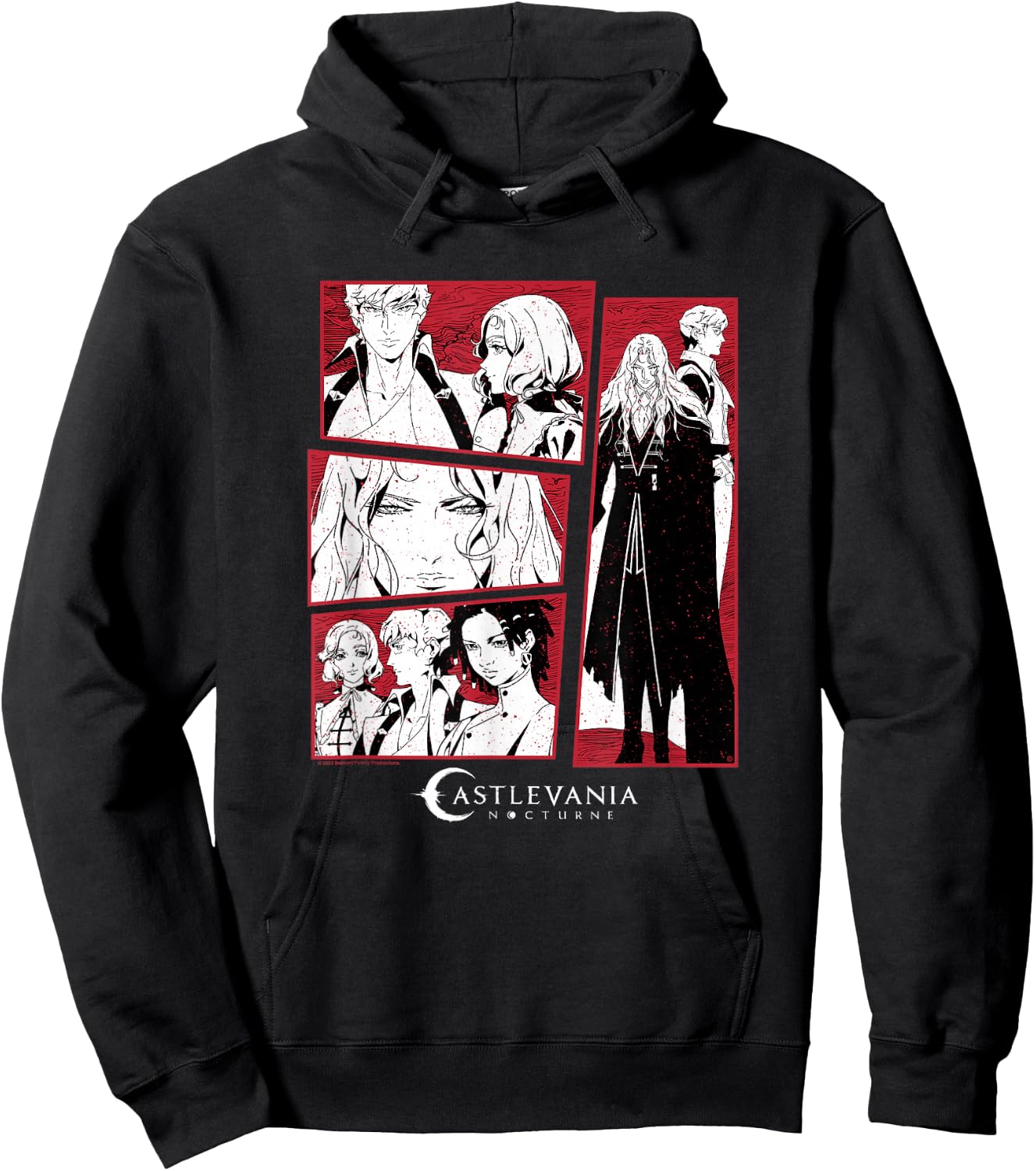 Castlevania: Nocturne Main Characters Blood Stained Panels Hoodie - Hoodie | Black