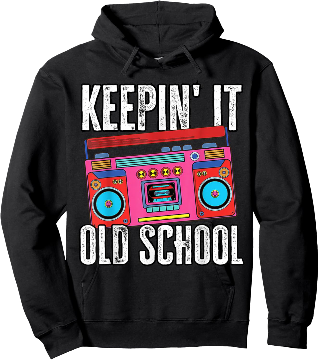 Old School 80s 90s Retro Boombox Music Keepin It Old School Hoodie - Hoodie | Black
