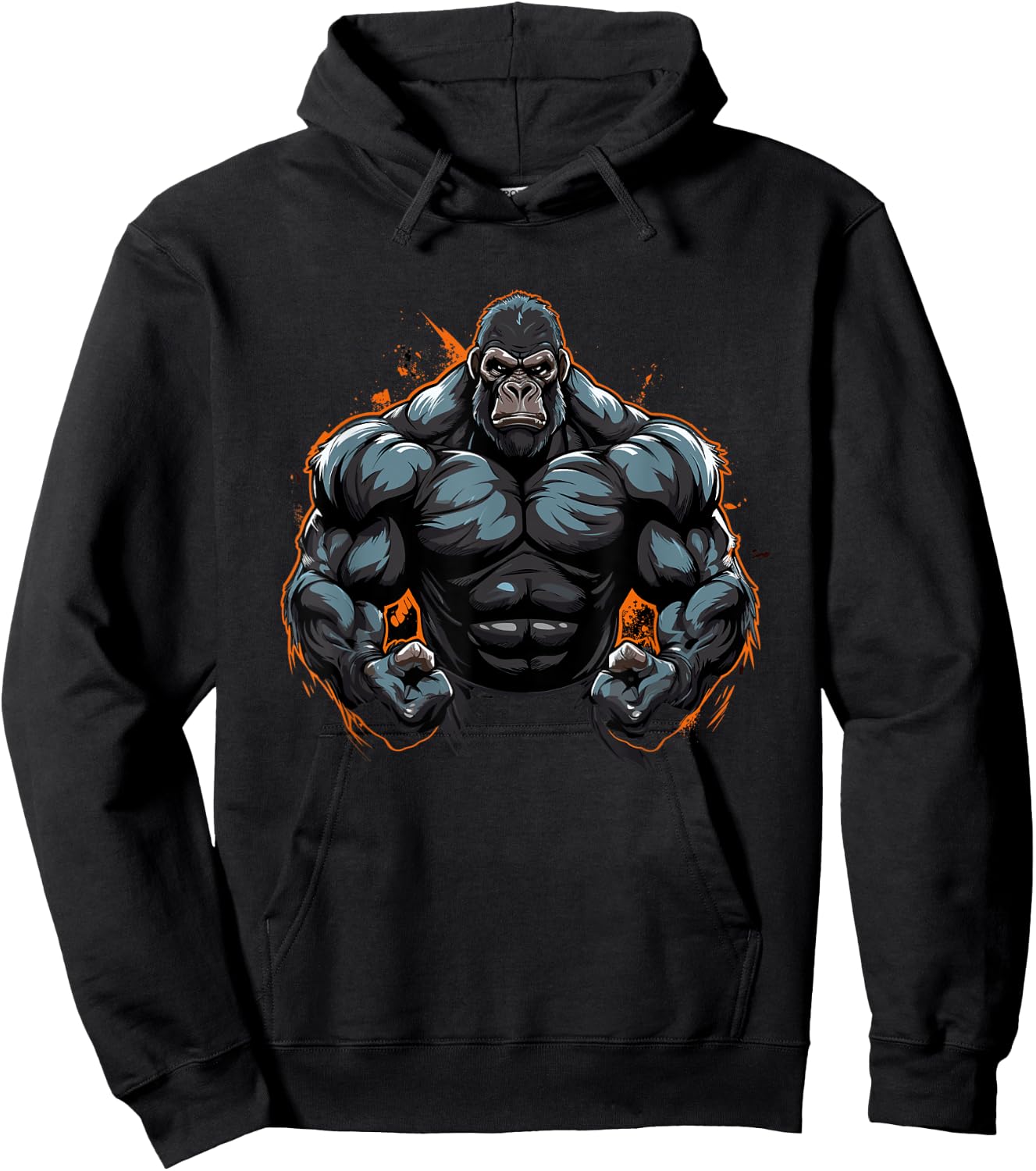 Gorilla Flexing, Weightlifting Gym Workout Bodybuilding Hoodie - Hoodie | Black
