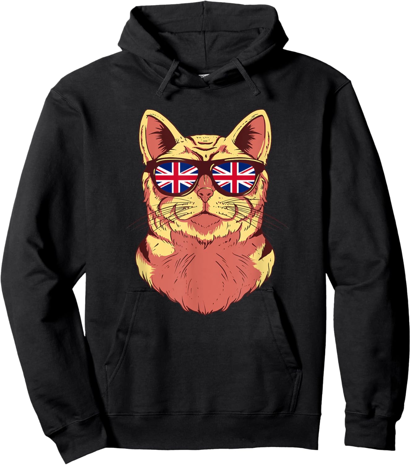 United Kingdom Flag British Cat Sunglasses Funny Cat Lover Men Women Kids Hoodie - Hoodie | Black