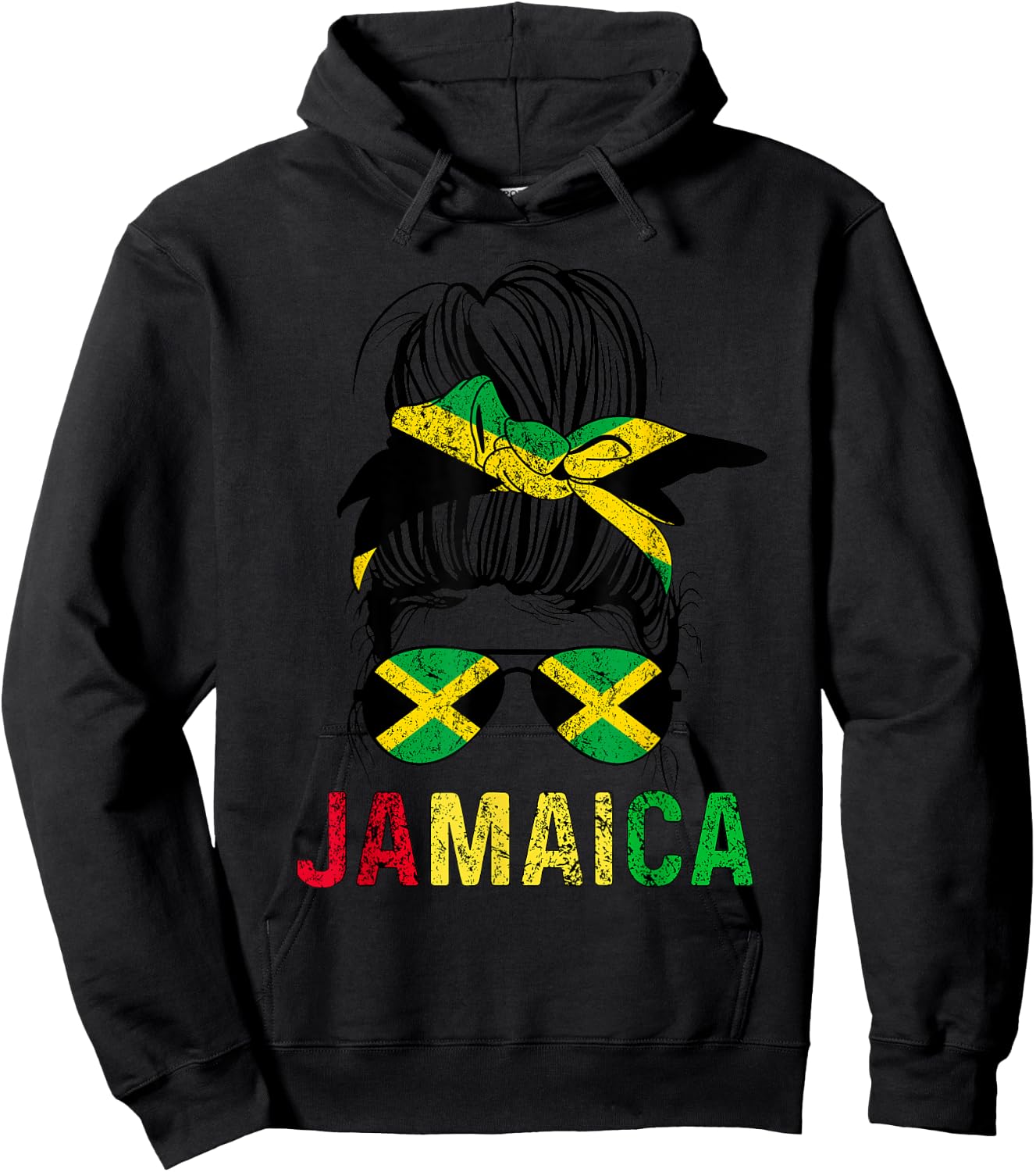 Jamaican Girl Messy Hair flag Jamaica Pride Patriotic Hoodie - Hoodie | Black