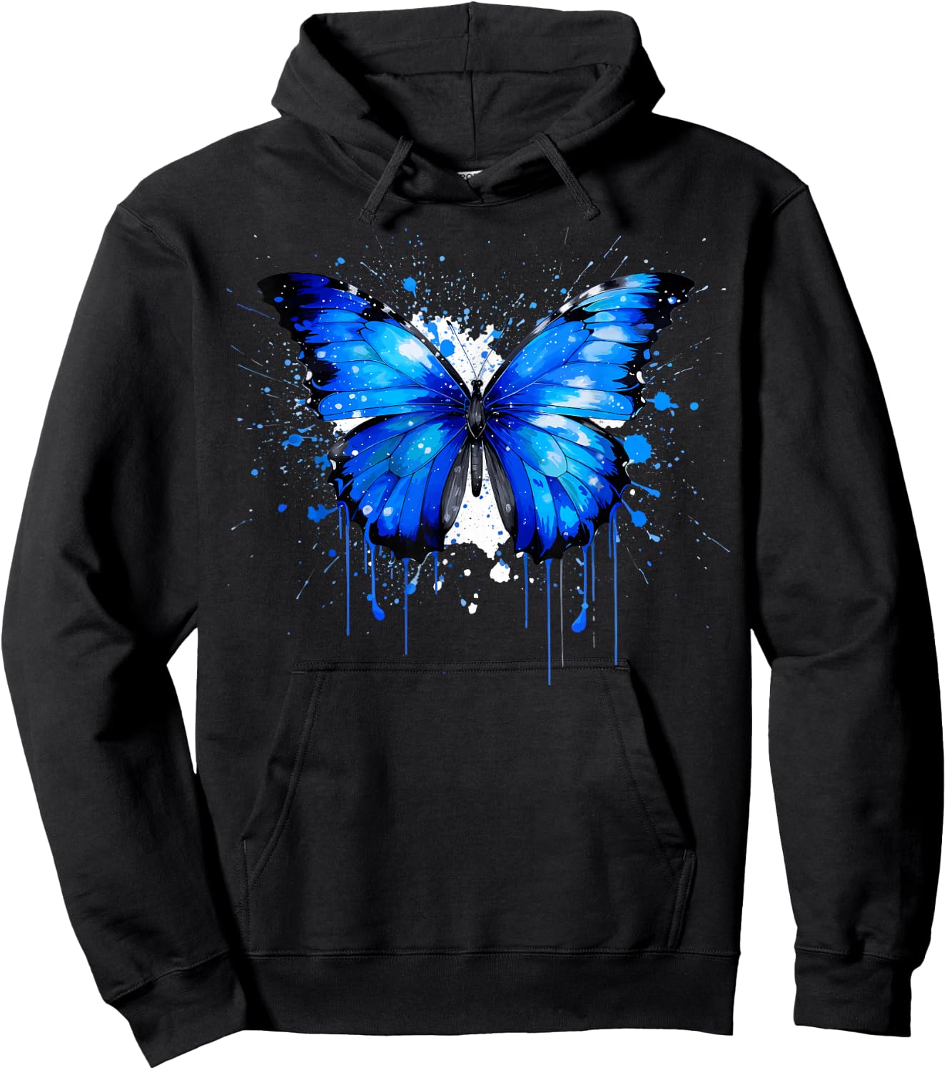 Blue Morpho Butterfly Paint Splatter, Lepidopterology Morpho Hoodie - Hoodie | Black