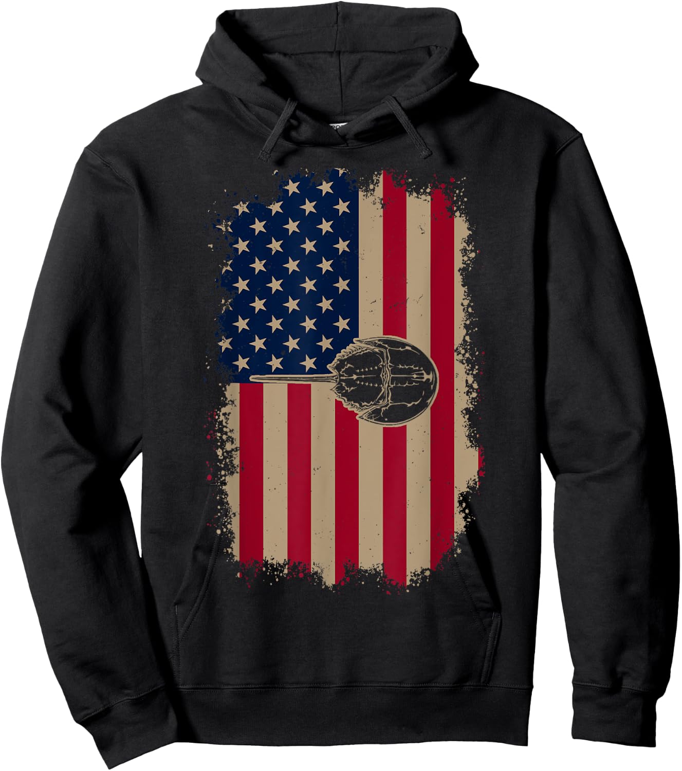 American US Flag Horseshoe Crab Hoodie - Hoodie | Black