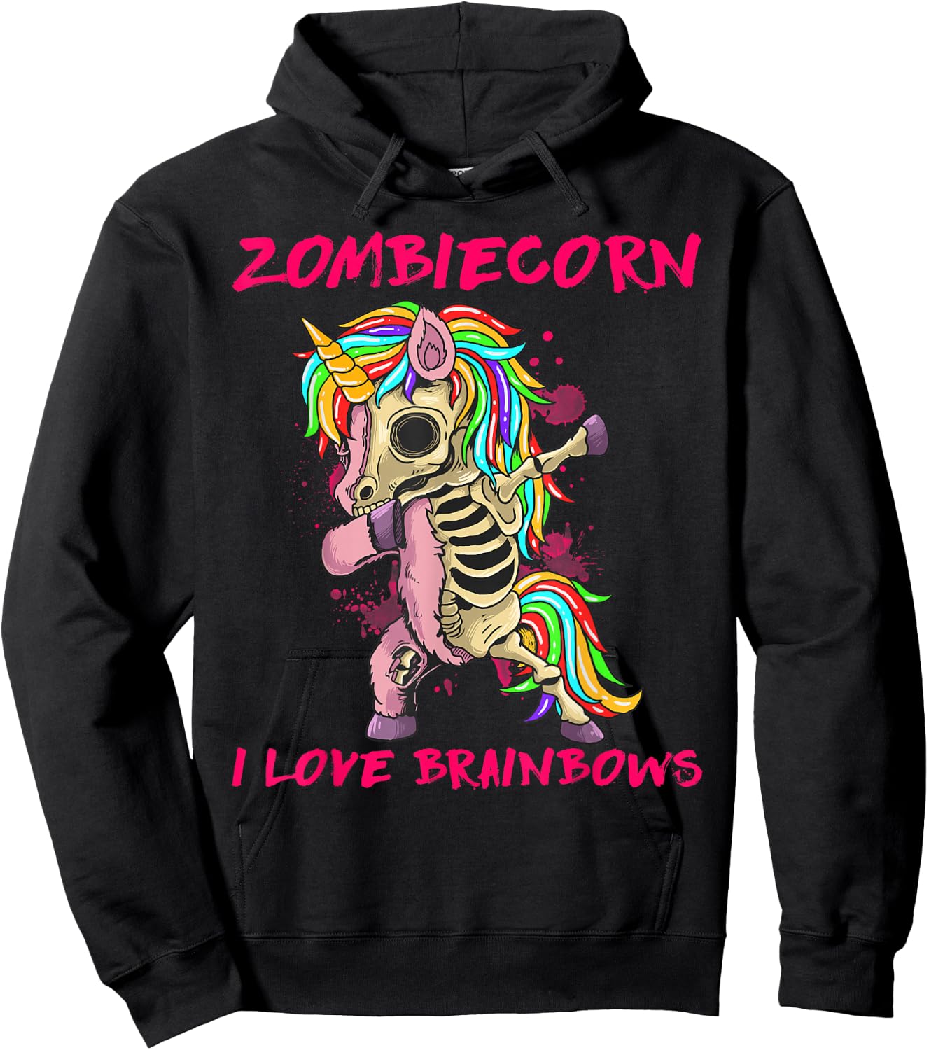 Zombiecorn I Love Brainbows Zombie Halloween Unicorn Lovers Hoodie - Hoodie | Black