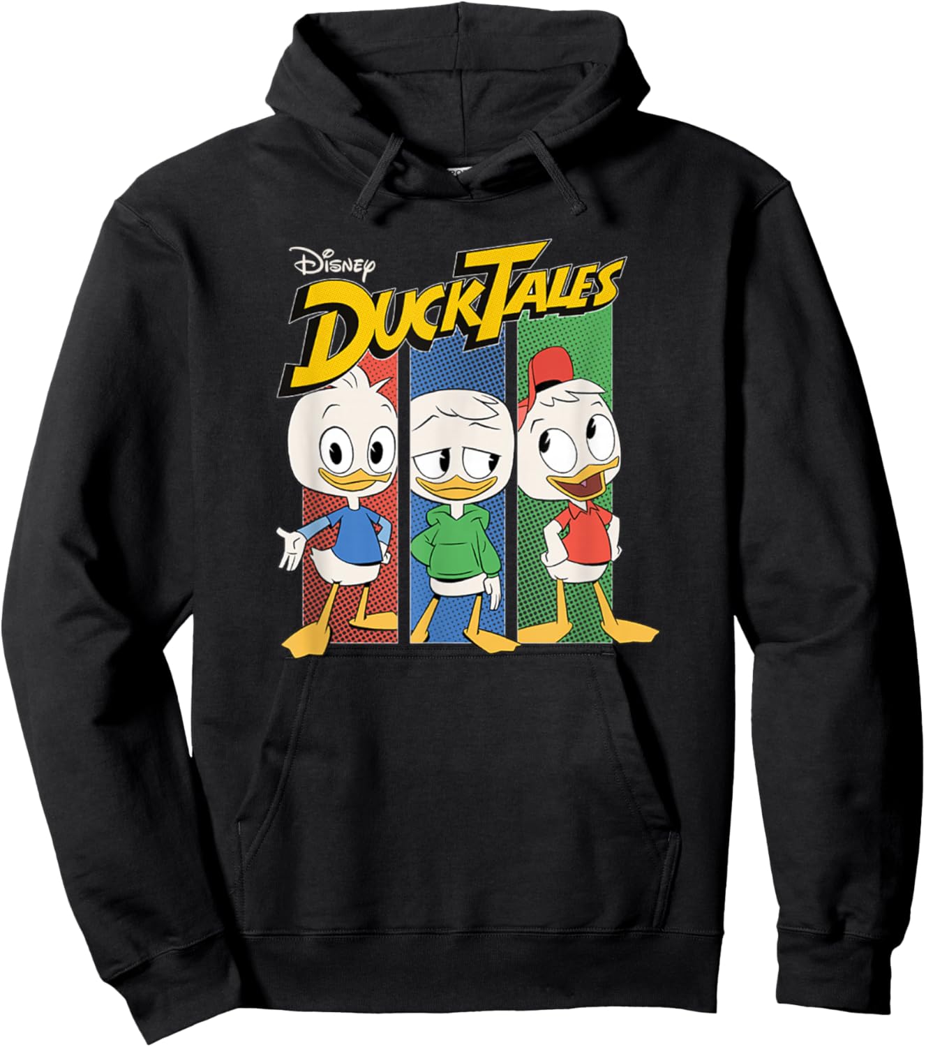 Disney DuckTales Dewey Huey & Louie Vertical Panels Logo Hoodie - Hoodie | Black