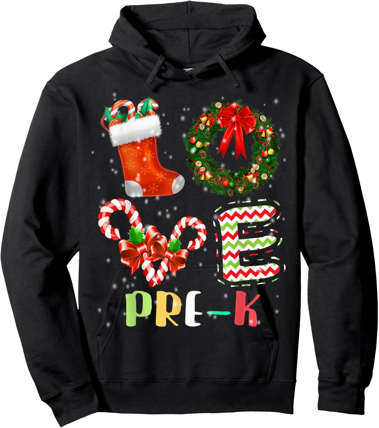 Love Pre-K Christmas Teacher Hoodie - Hoodie | Black