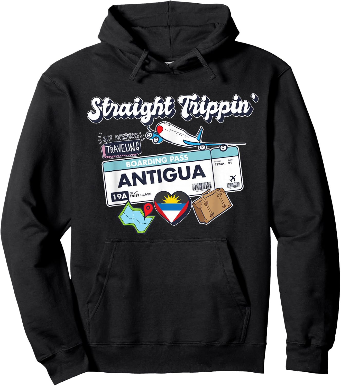 Straight Trippin' Antigua Vacation Tour Travel Trip Matching Hoodie - Hoodie | Black