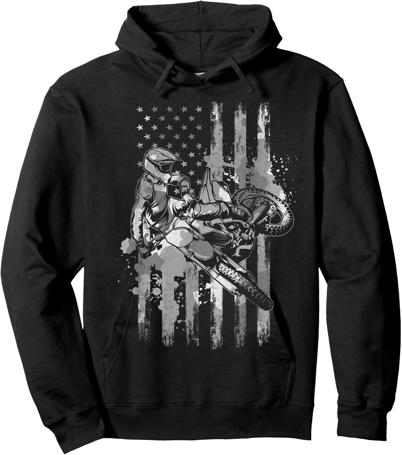 Freestyle Motocross American Flag I Motorcycle Supercross Women Men Hoodie - Hoodie | Black