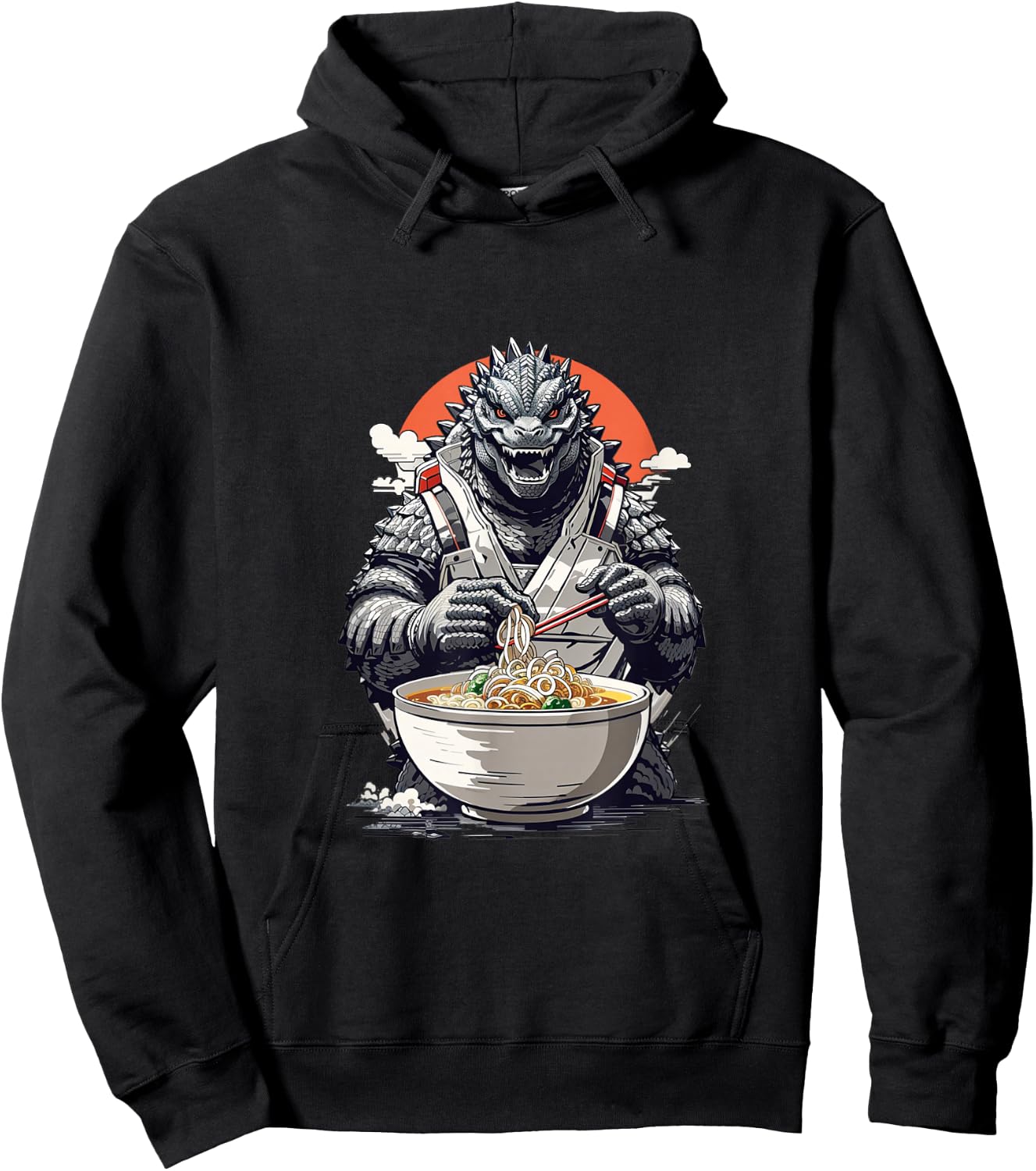 Japanese Monster Kaiju Eating Ramen Hoodie - Hoodie | Black
