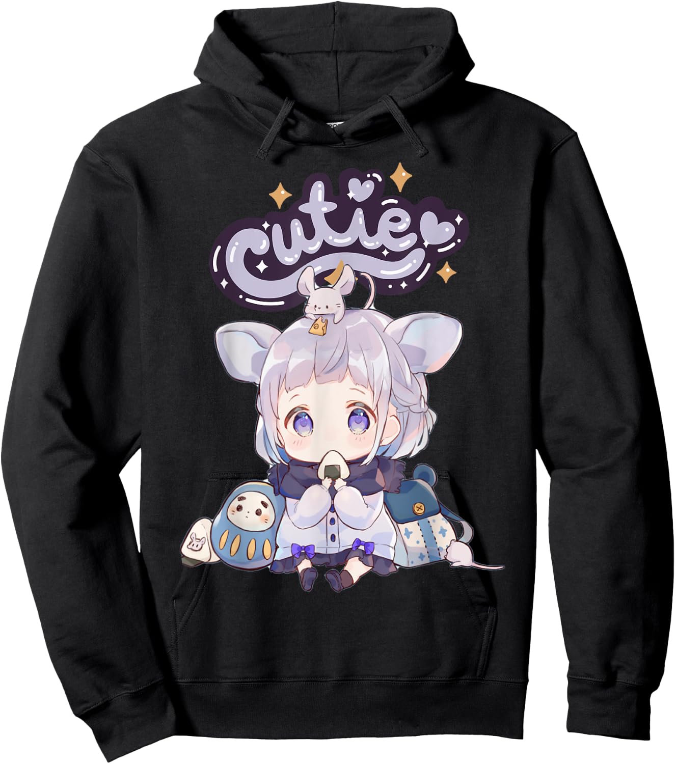 Anime Cutie Onigiri Girl Cute Kawaii UwU Hoodie - Hoodie | Black