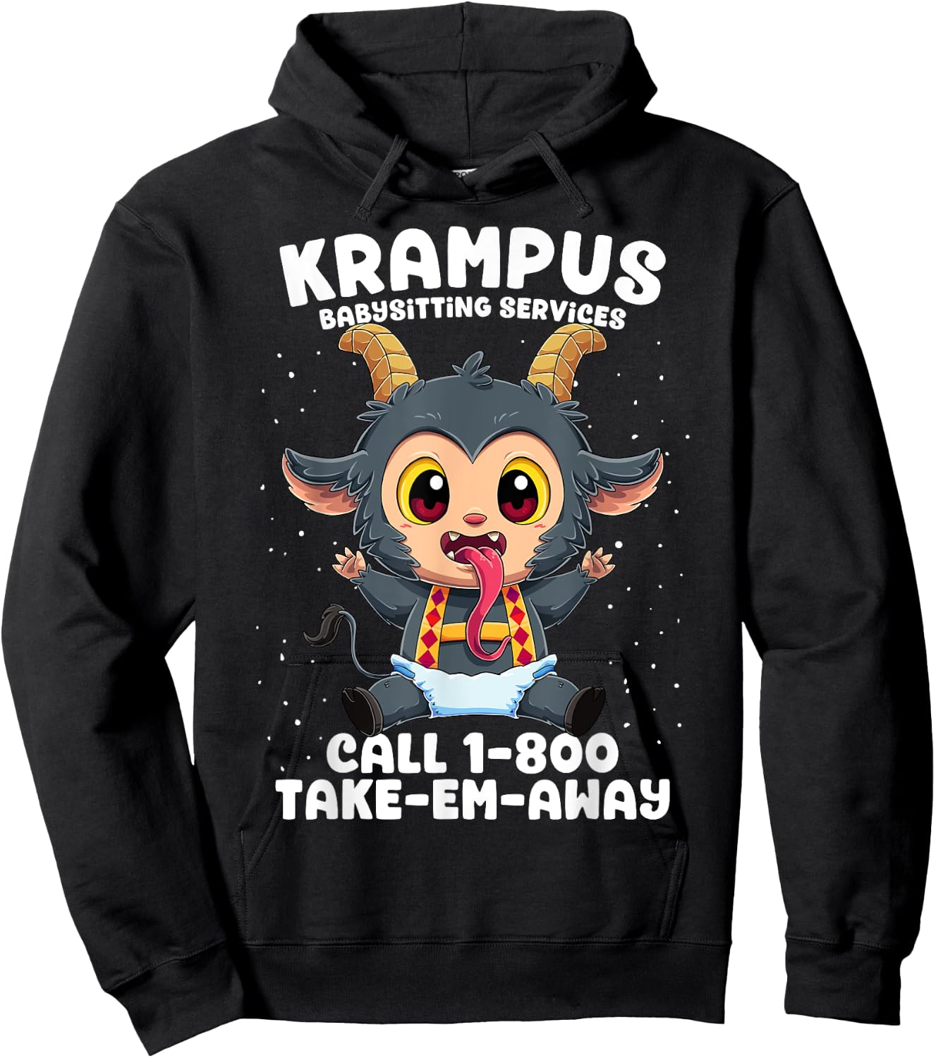Krampus Babysitting Services Germanic Christmas Demon Horror Hoodie - Hoodie | Black