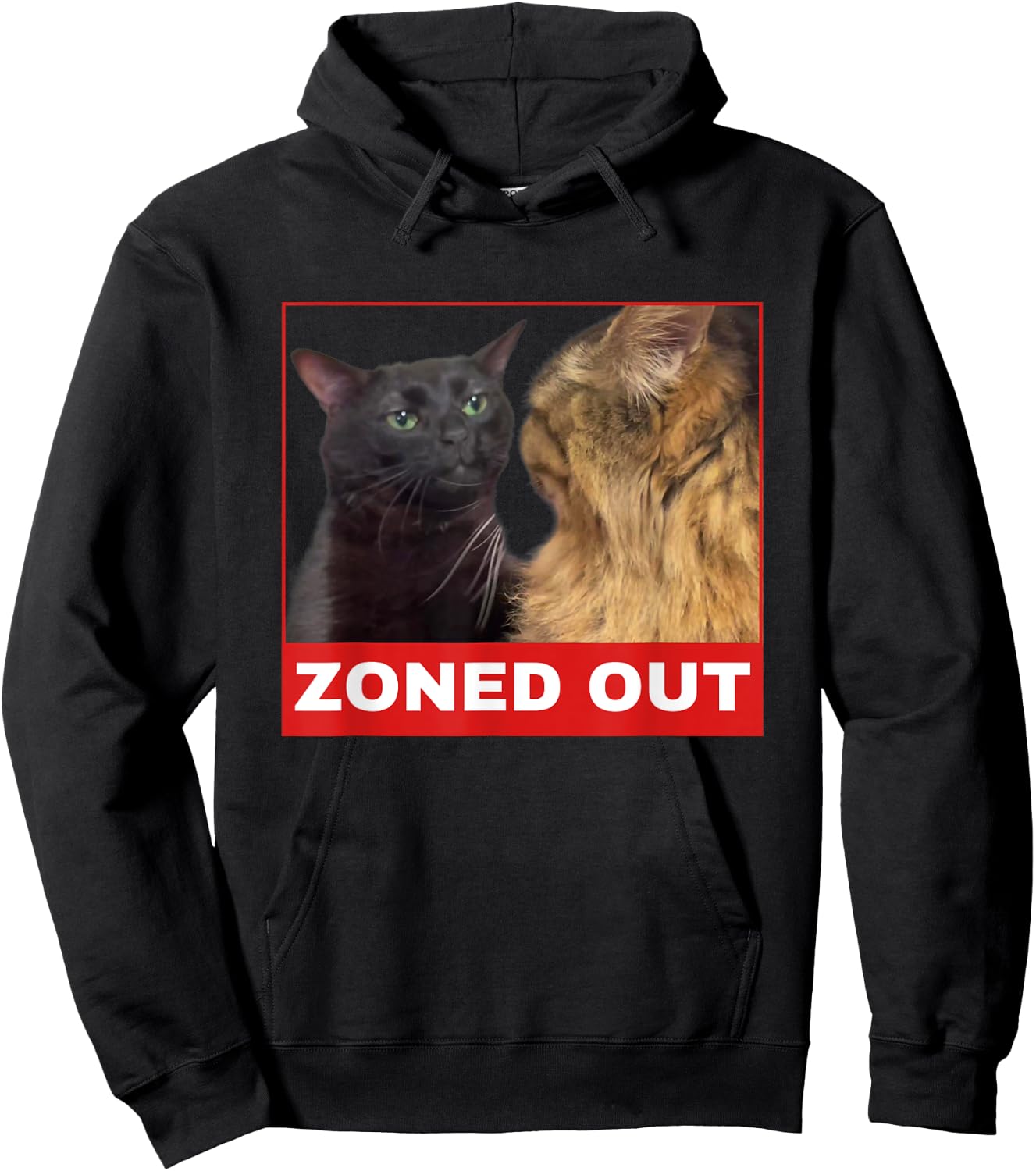 Black Cat Zoning Out , funny cat zoning meme Women Girls Kids Hoodie - Hoodie | Black