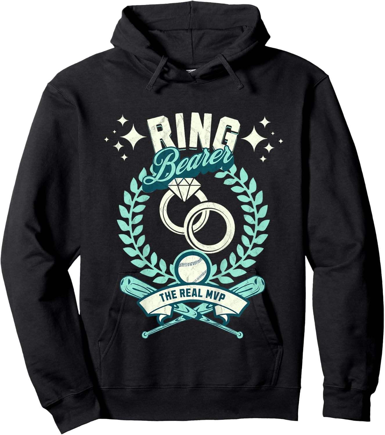 Kids The Real MVP Ring Bearer Gifts for Little Boys Baseball Hoodie - Hoodie | Black