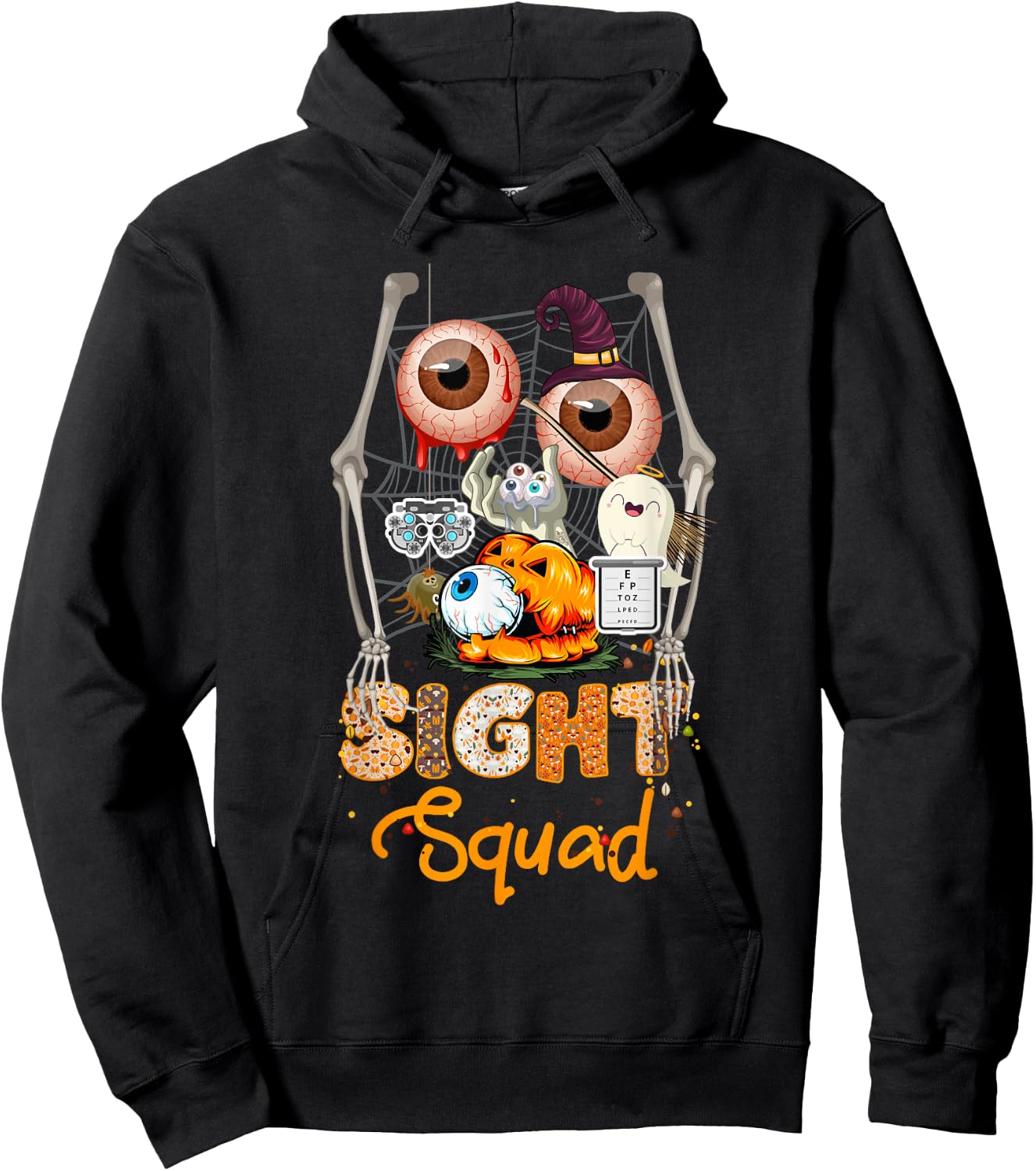 Optometrist Halloween Sight Squad Witch Pumpkin Optician Hoodie - Hoodie | Black