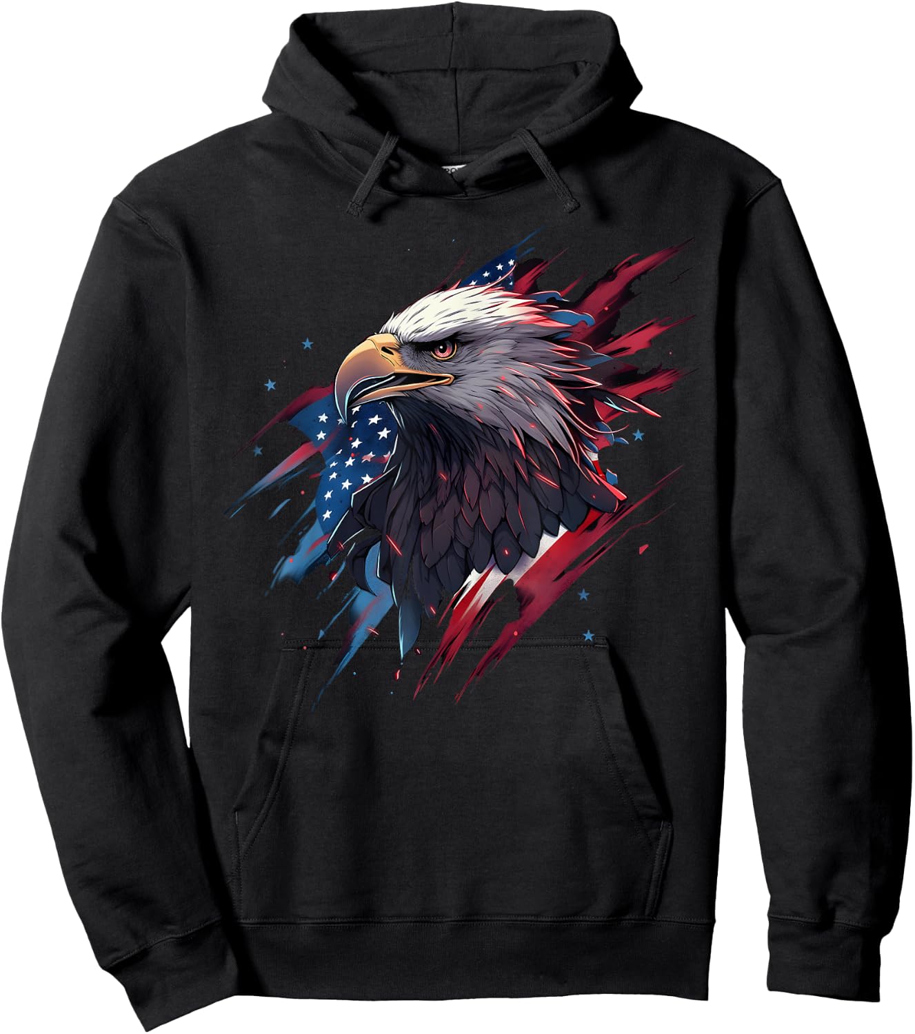 Eagle Bird 4th of July American Flag Veterans Memorial Hoodie - Hoodie | Black