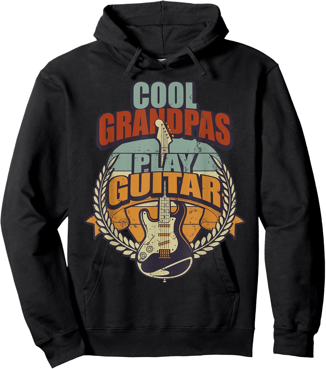 Cool Grandpa Playing Guitar Funny Grandpa Hoodie - Hoodie | Black