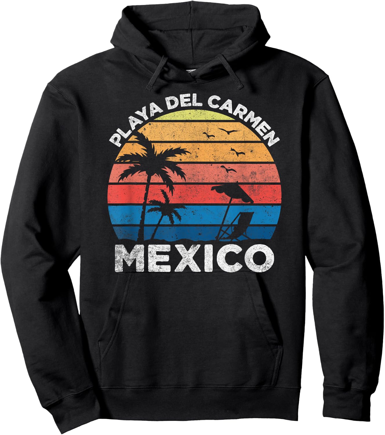 Playa Del Carmen Mexico Retro Vintage Vacation Novelty Hoodie - Hoodie | Black