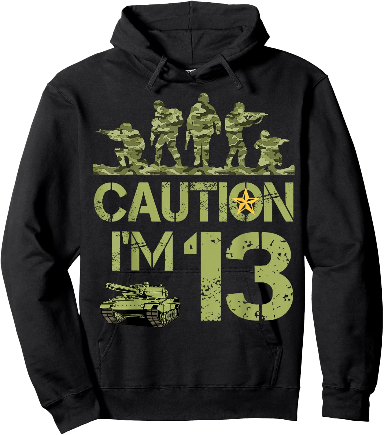 13th Birthday Military I'm 13 Year Old Soldier Camo Birthday Hoodie - Hoodie | Black