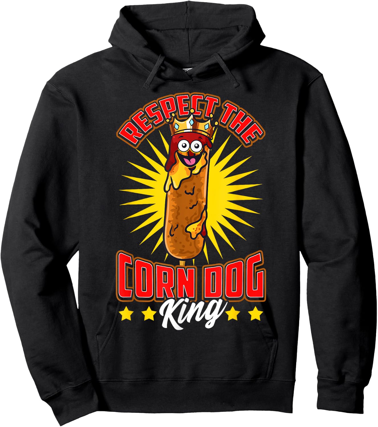 Funny Respect the Corn Dog King Food Hot Dog Corndog Lover Men Women Girls Kids Hoodie - Hoodie | Black