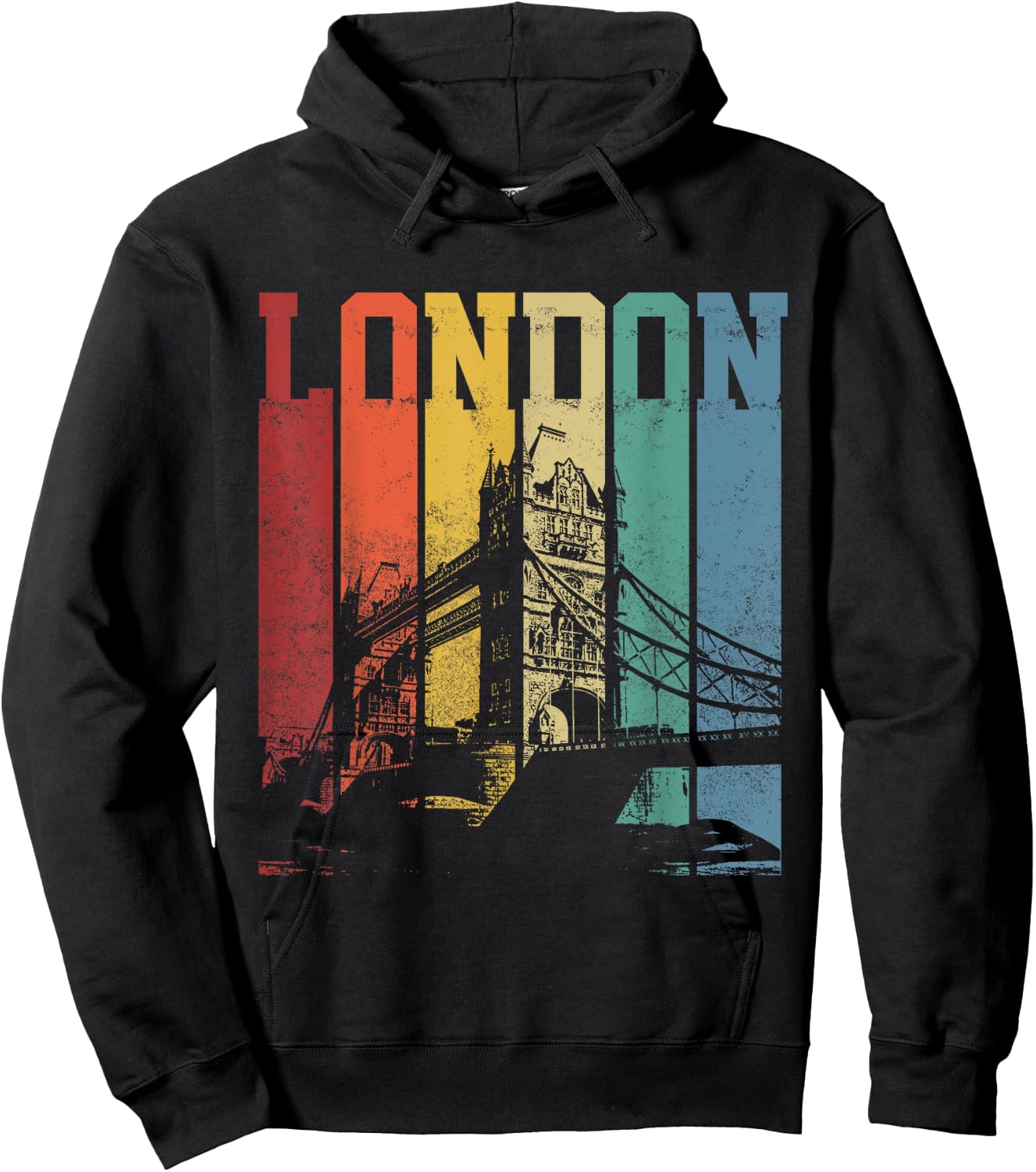 London City Tower Bridge England United Kingdom Vintage Hoodie - Hoodie | Black