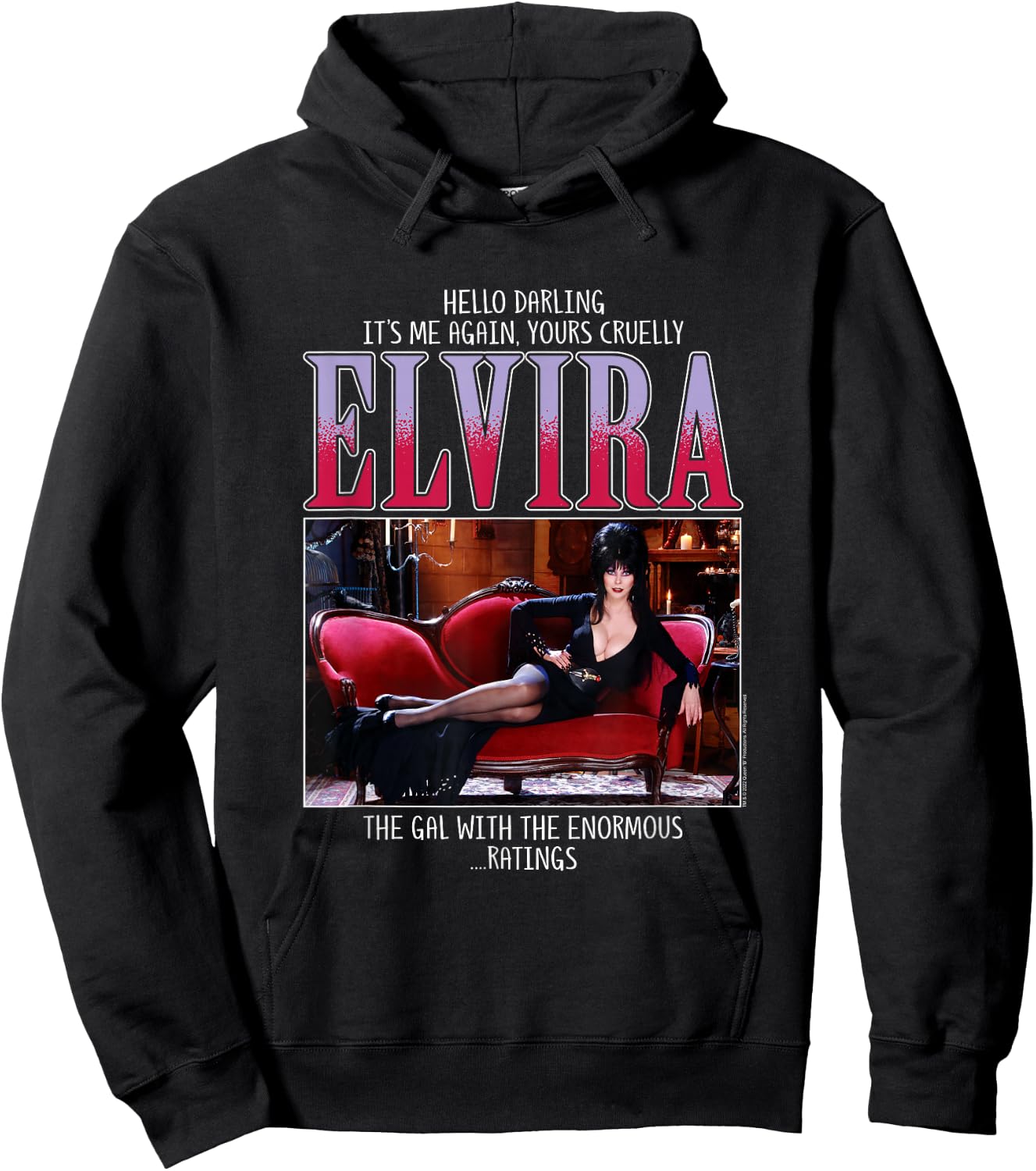 Elvira, Mistress of The Dark Enormous Ratings Horror TV Host Hoodie - Hoodie | Black