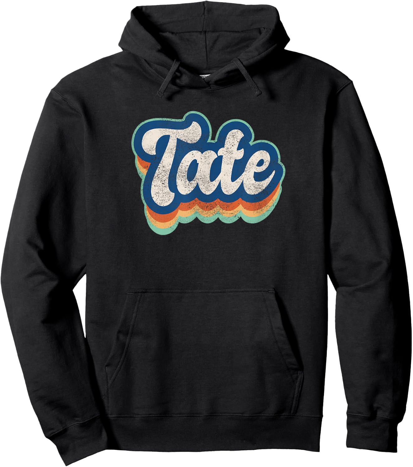 Tate First Name Boy Vintage Style 70s 80s Personalized Hoodie - Hoodie | Black