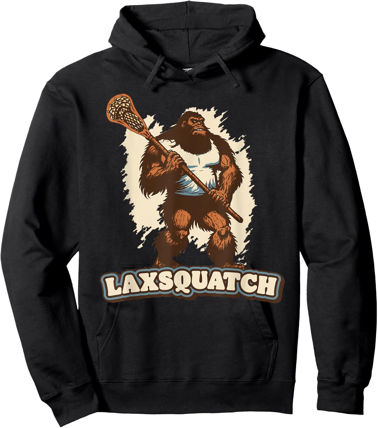 Laxsquatch! Bigfoot Lacrosse Player Funny Sasquatch Lax Hoodie - Hoodie | Black
