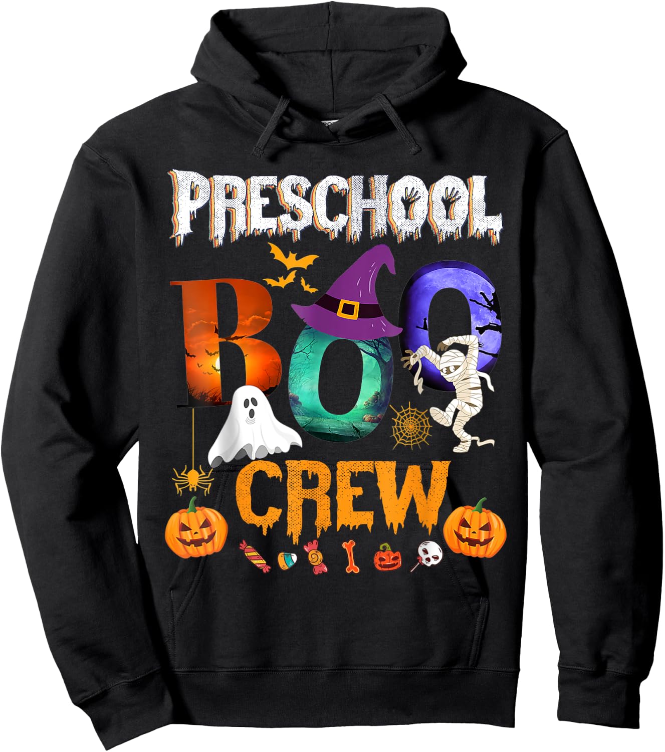 Preschool Boo Crew Teacher Student Funny Halloween Costume Men Women Kids Hoodie - Hoodie | Black