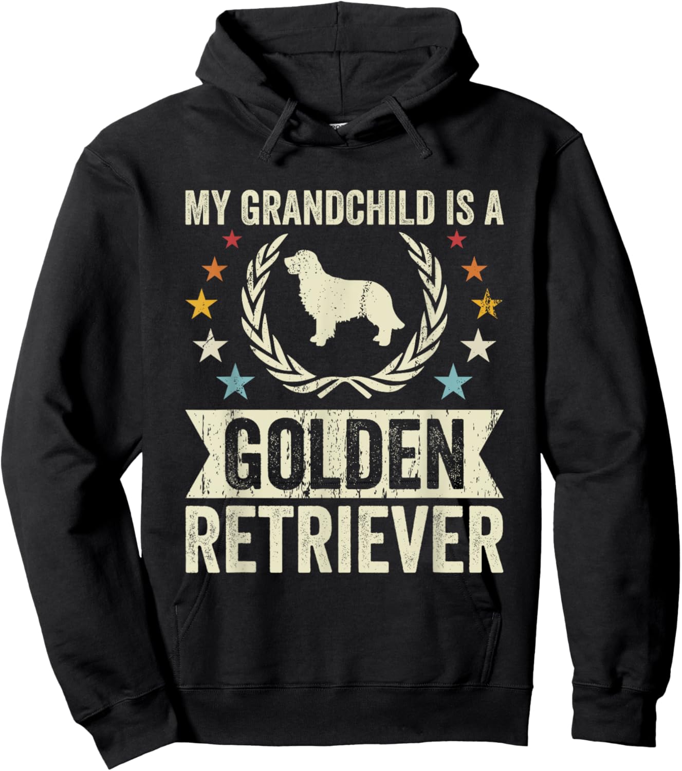 My Grandchild Is A Dog - Grandpa & Grandma Golden Retriever Hoodie - Hoodie | Black