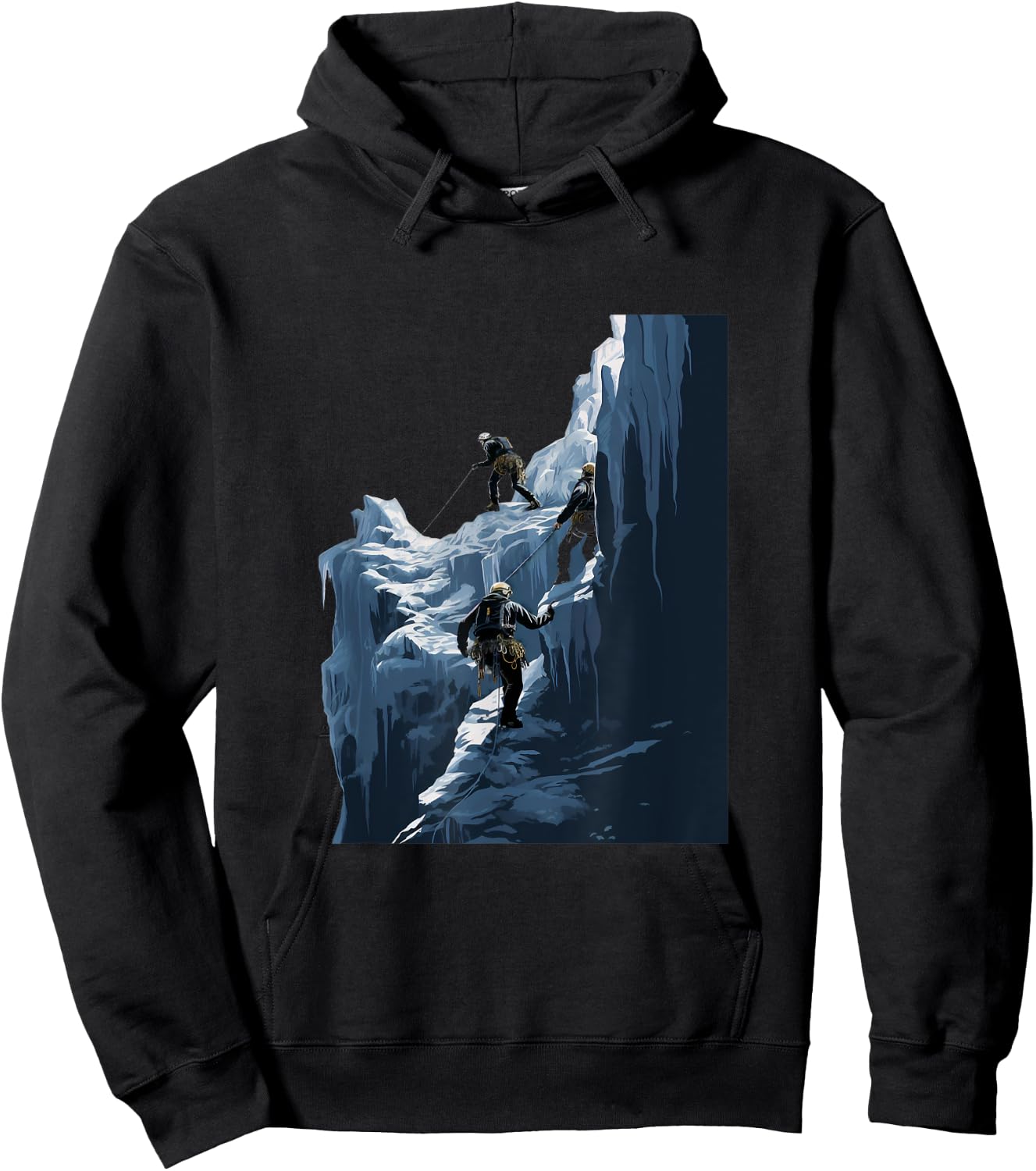 Ice Climbing Ice Climber Frozen Rock Snow Mountain Hoodie - Hoodie | Black