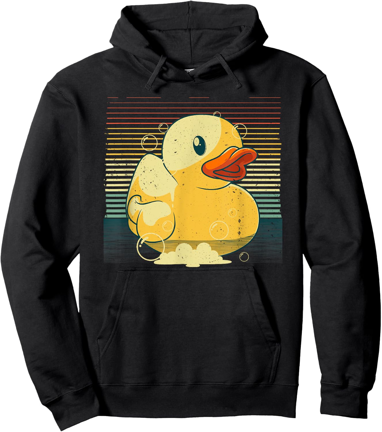 Vintage Rubber Duck Art For Kid Men Women Rubber Ducky Lover Hoodie - Hoodie | Black
