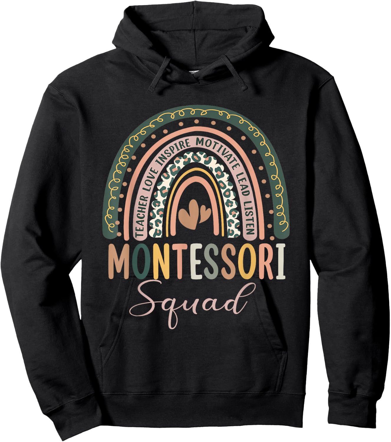 Montessori Squad Rainbow Montessori Teacher Back To School Hoodie - Hoodie | Black