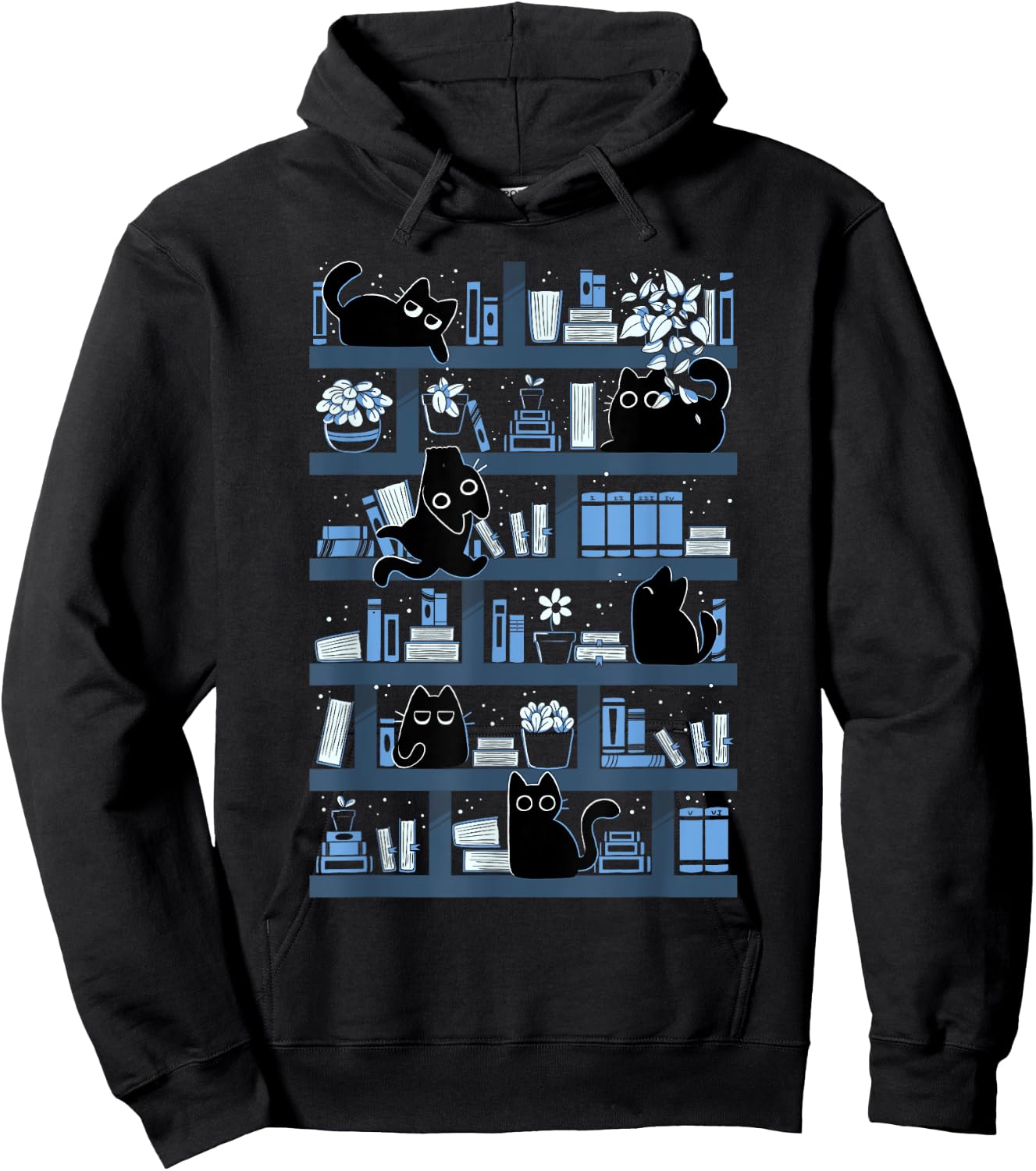 Purrfect Library Cats On A Bookshelf Cute Book Reader Hoodie - Hoodie | Black