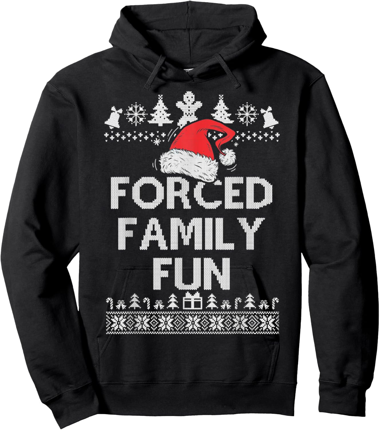 Funny Forced Family Fun Sarcastic Adult Christmas Even Gifts Hoodie - Hoodie | Black
