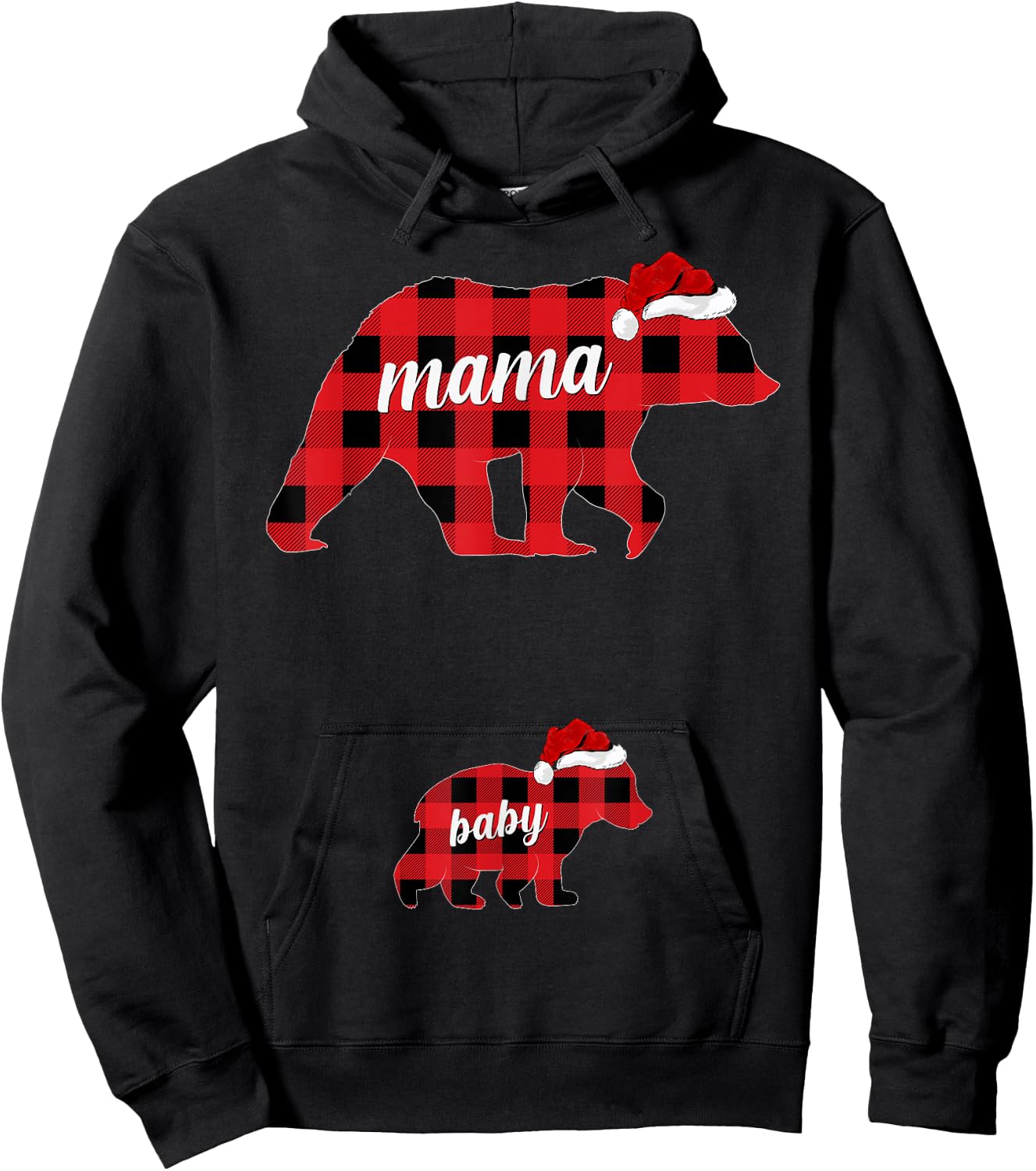 Pregnant Women Mama Bear Pregnancy Christmas Pajamas Hoodie - Hoodie | Black