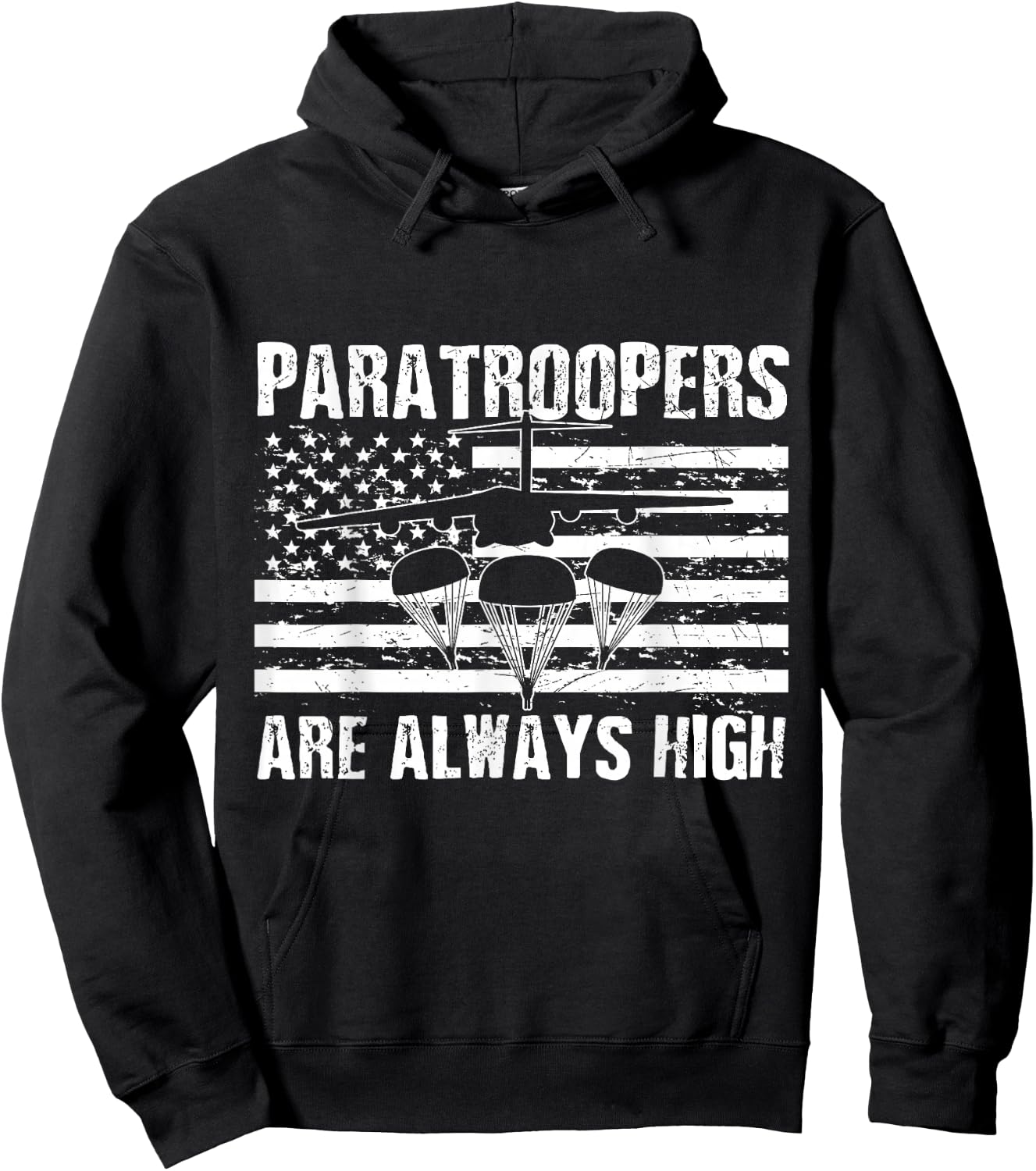 Paratrooper American Flag US Army Soldier Veterans Day Hoodie - Hoodie | Black
