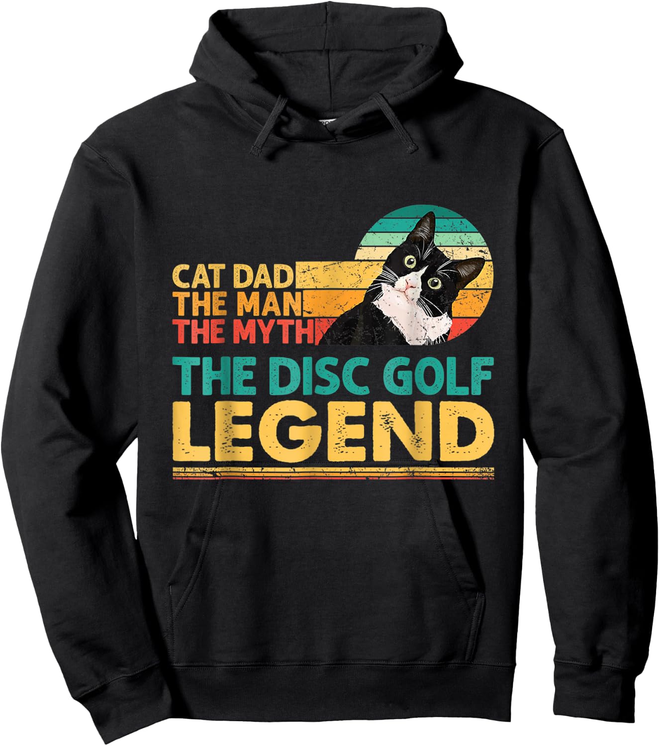 Disc Golf Player Cat Dad Man Myth Legend For Family Hoodie - Hoodie | Black