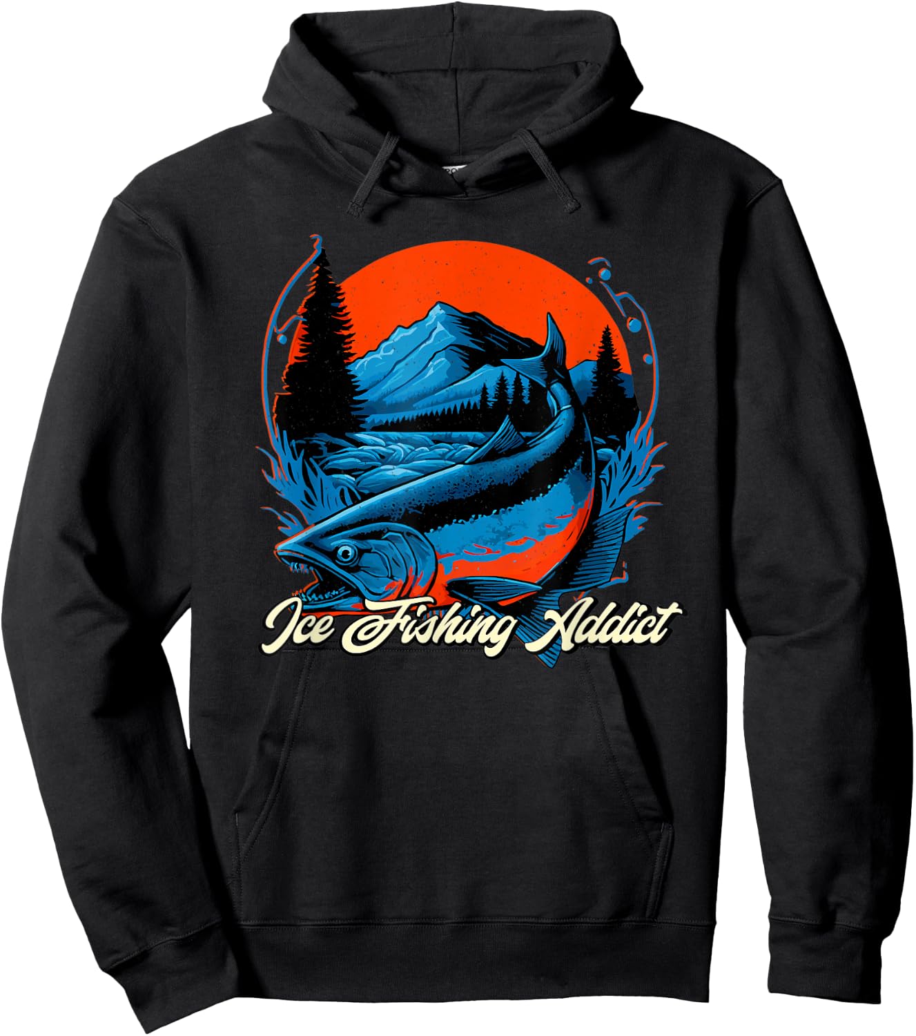 Ice Fishing Funny Fisherman Fisher Hoodie - Hoodie | Black