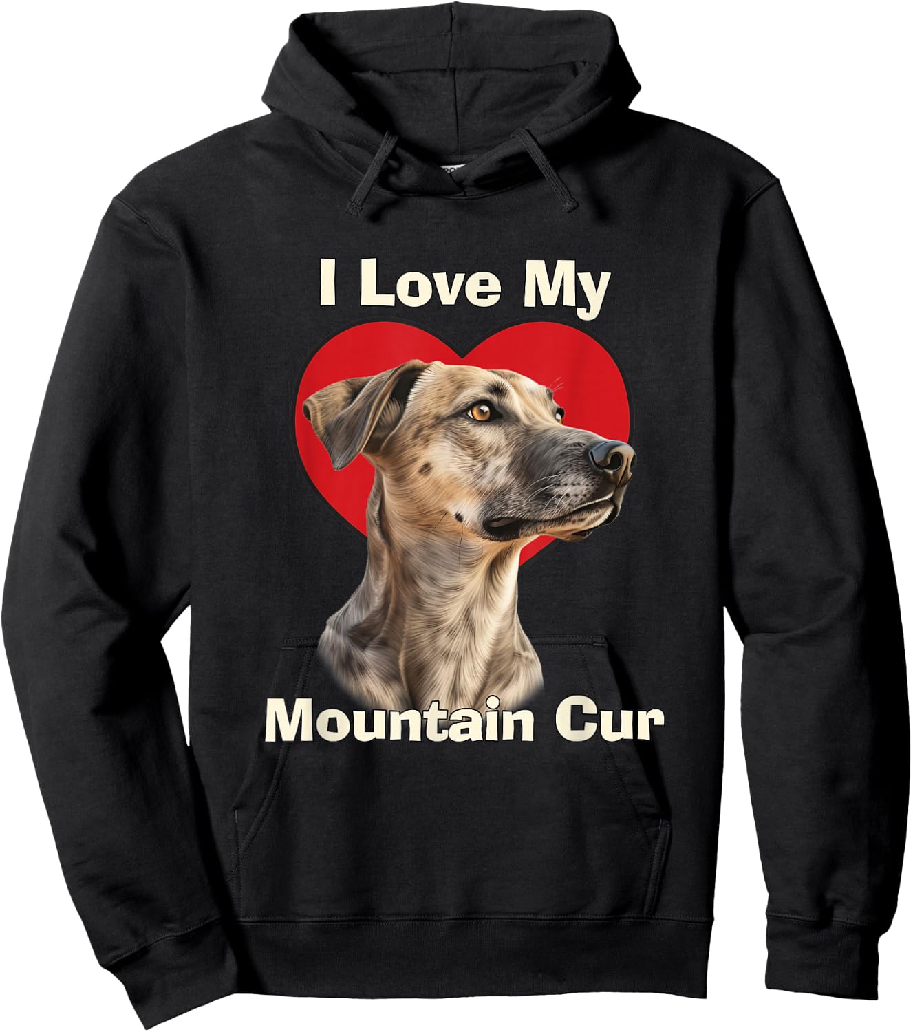 I Love My Mountain Cur Puppy Dog Women Kids Hoodie - Hoodie | Black