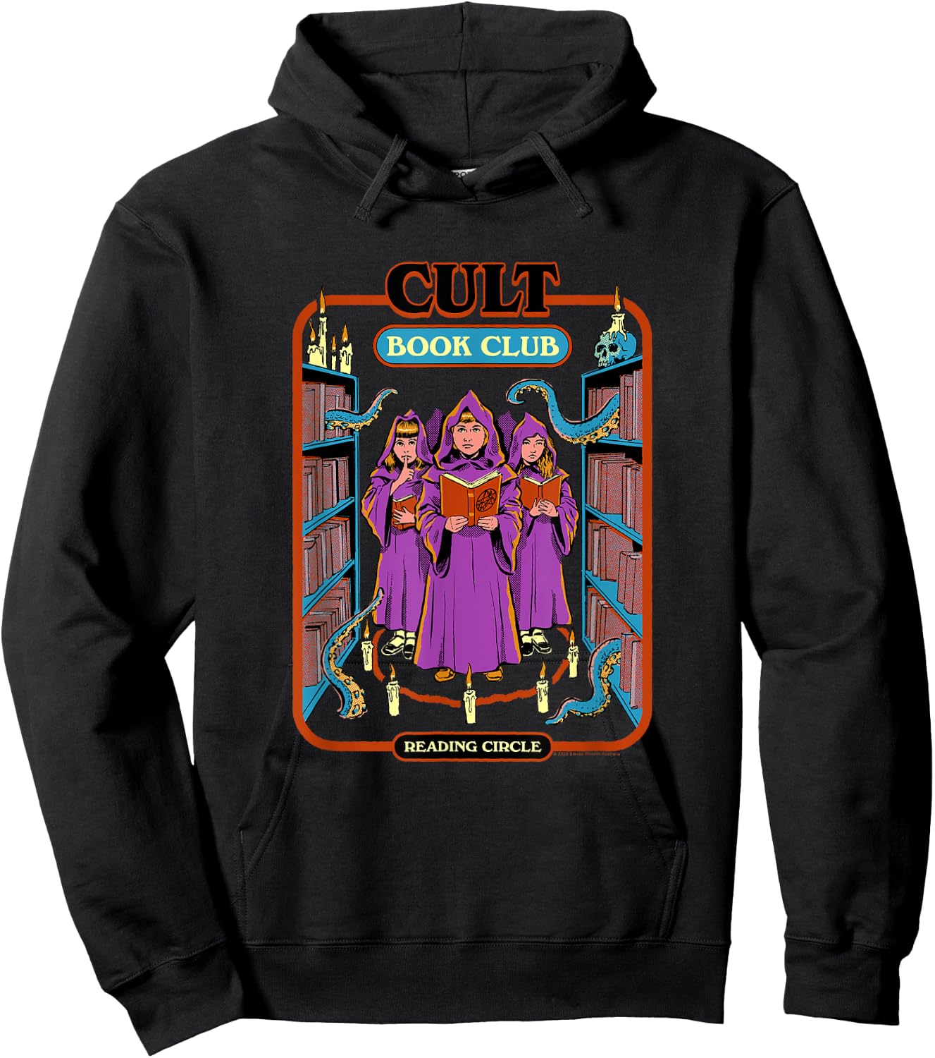 Steven Rhodes Cult Book Club Reading Circle Retro Dark Humor Hoodie - Hoodie | Black