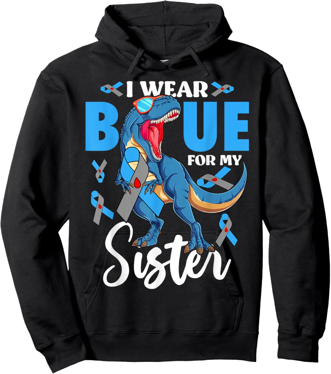 I Wear Blue For My Sister Type 1 Diabetes Awareness Hoodie - Hoodie | Black