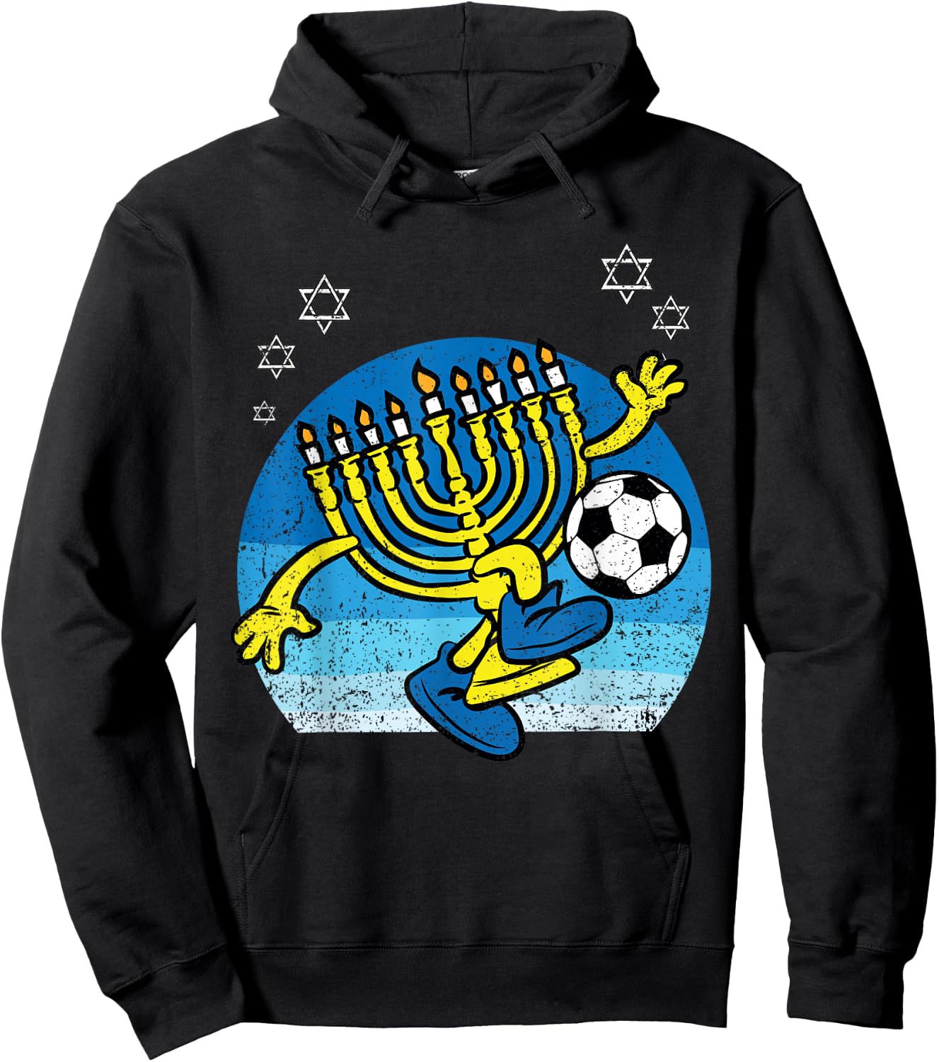 Menorah Soccer Player Hanukkah Chanukah Jewish Holiday Hoodie - Hoodie | Black