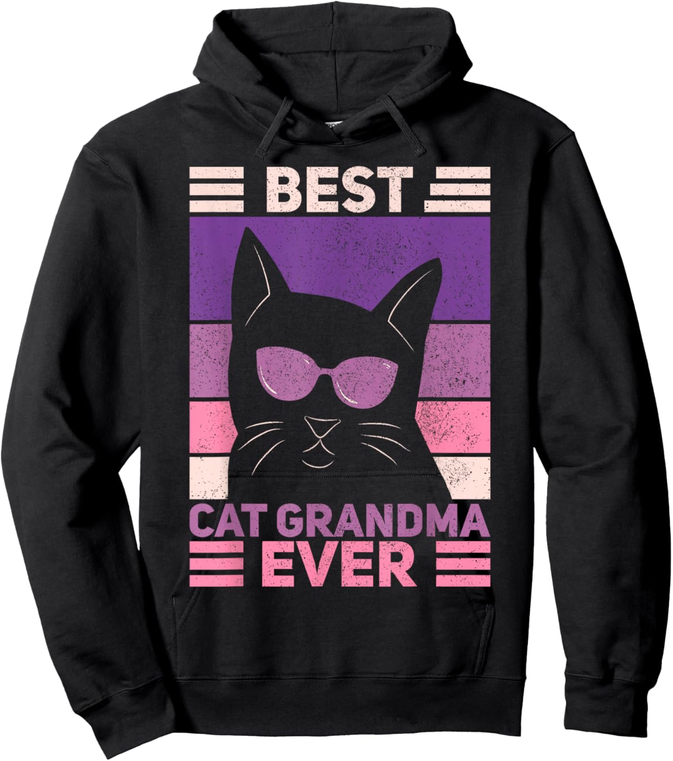 Best Cat Grandma Ever Women Cat Lover Funny Black Cat Themed Hoodie - Hoodie | Black