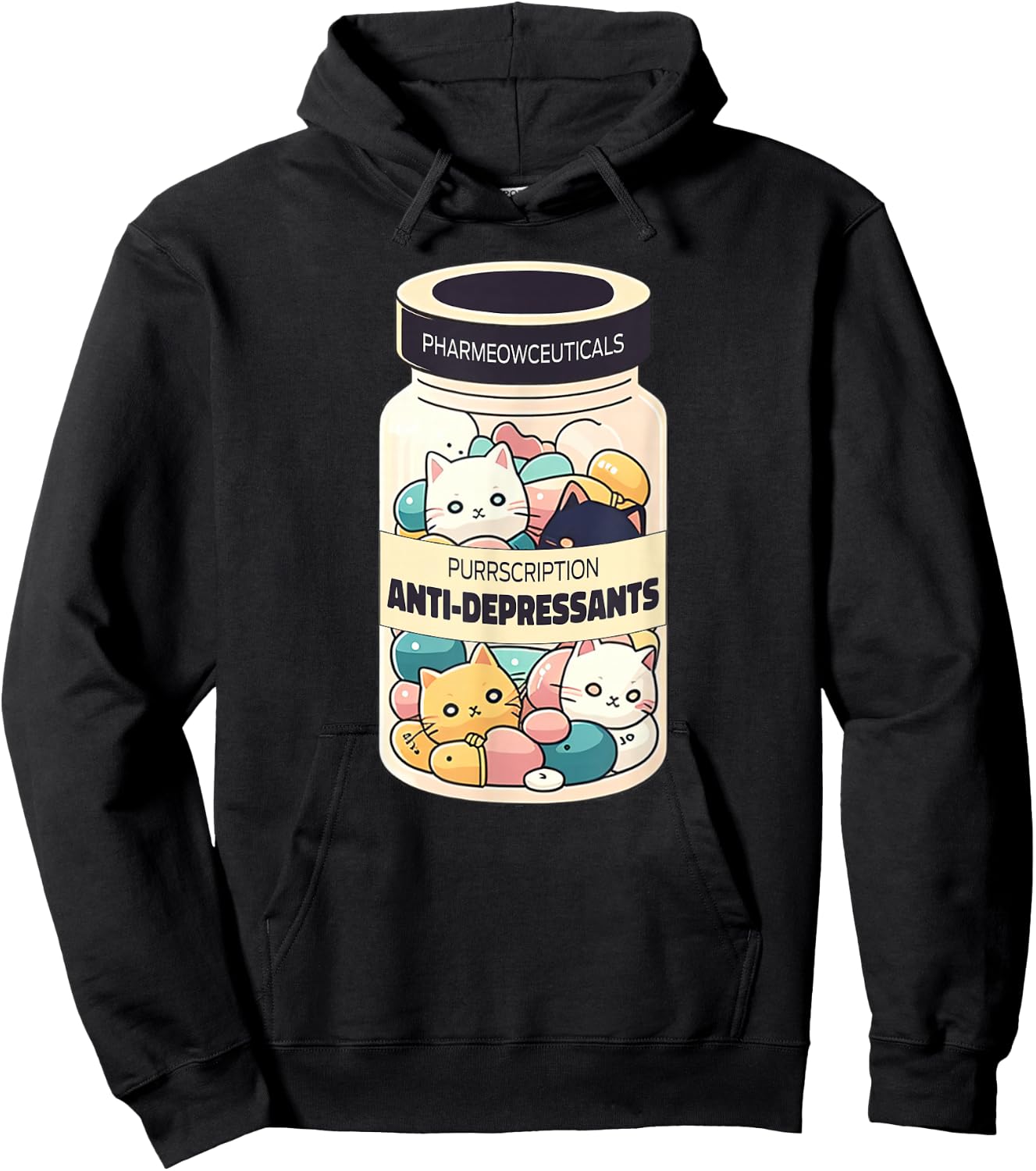 Cat Antidepressant Funny Trendy Cat Lover Owner Women Hoodie - Hoodie | Black