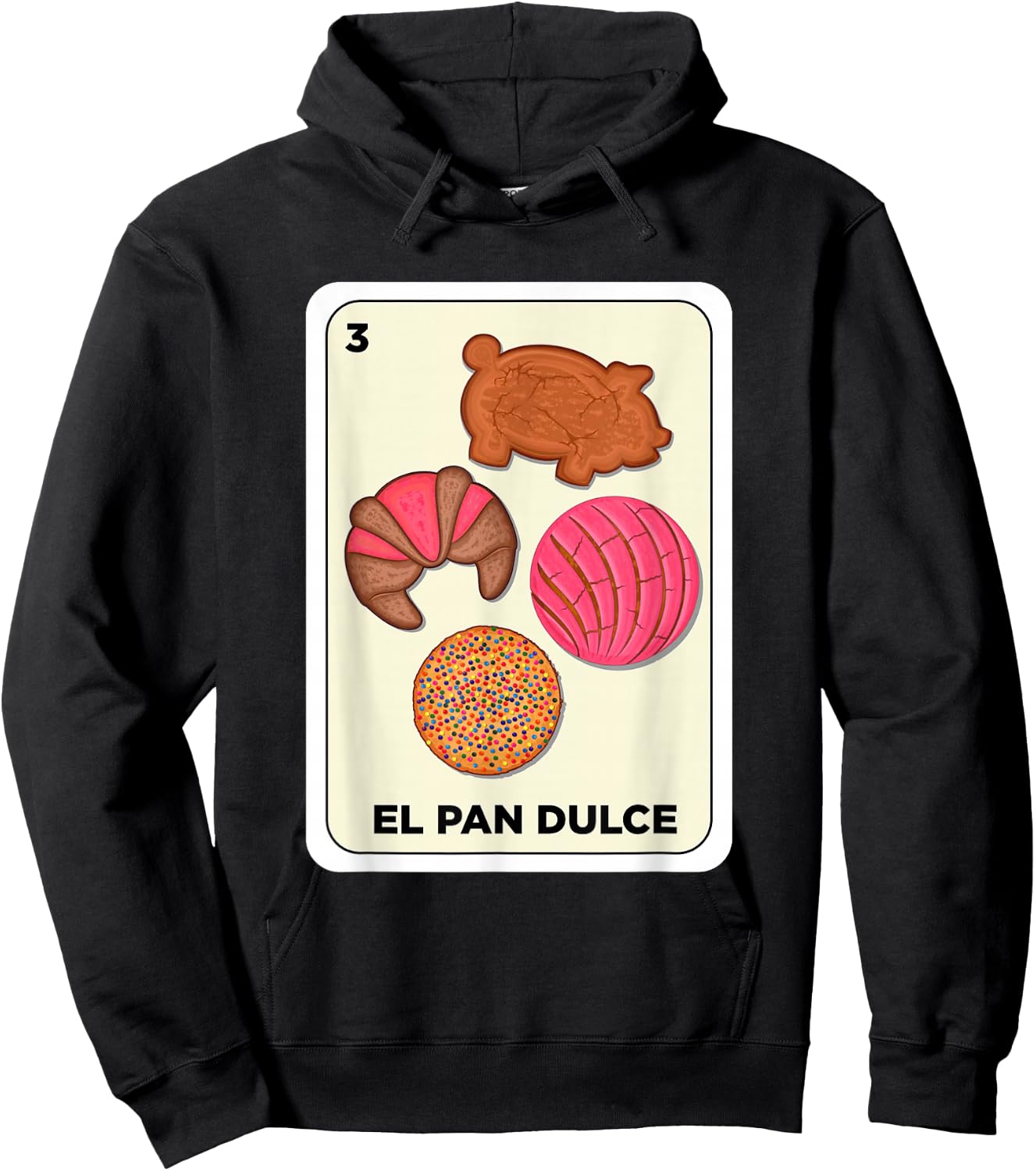 Pan Dulce Conchas Mexican Spanish Bingo Card El Pan Dulce Hoodie - Hoodie | Black