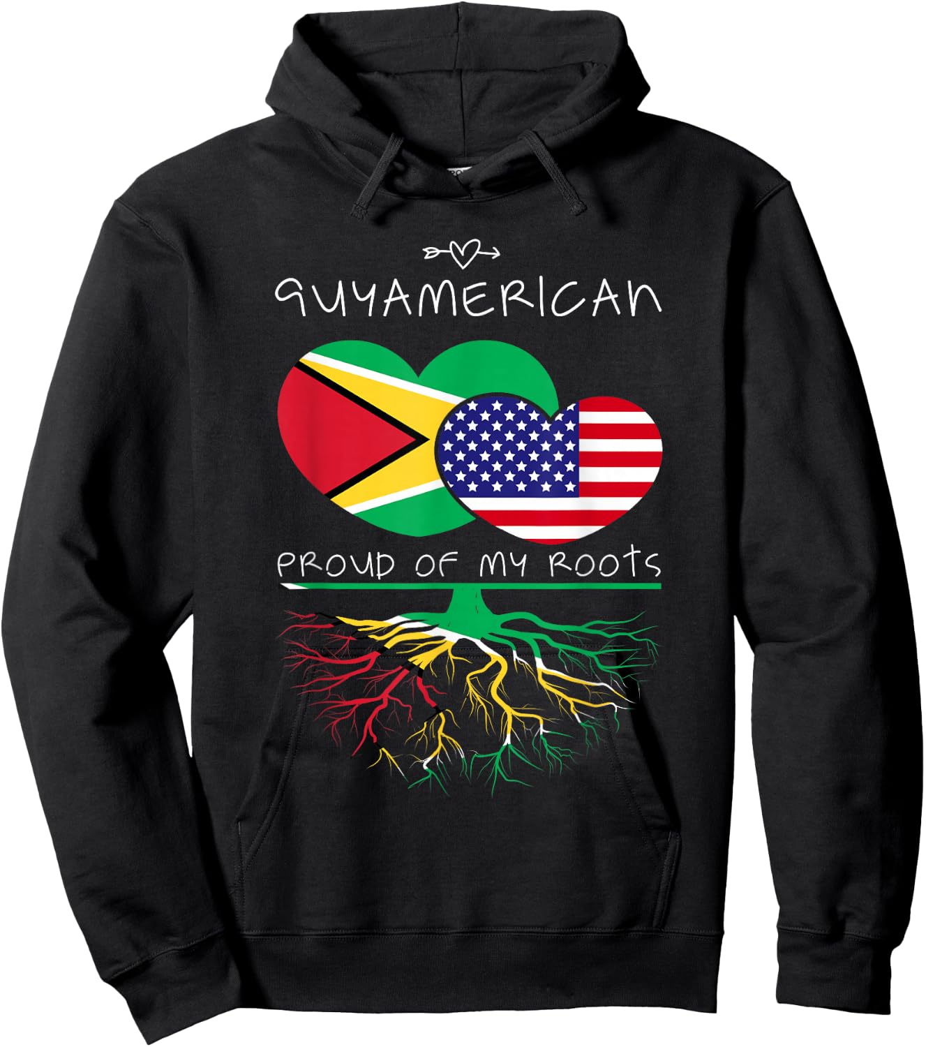 Guyana USA Proud of Both Countries Guyamerican Hoodie - Hoodie | Black